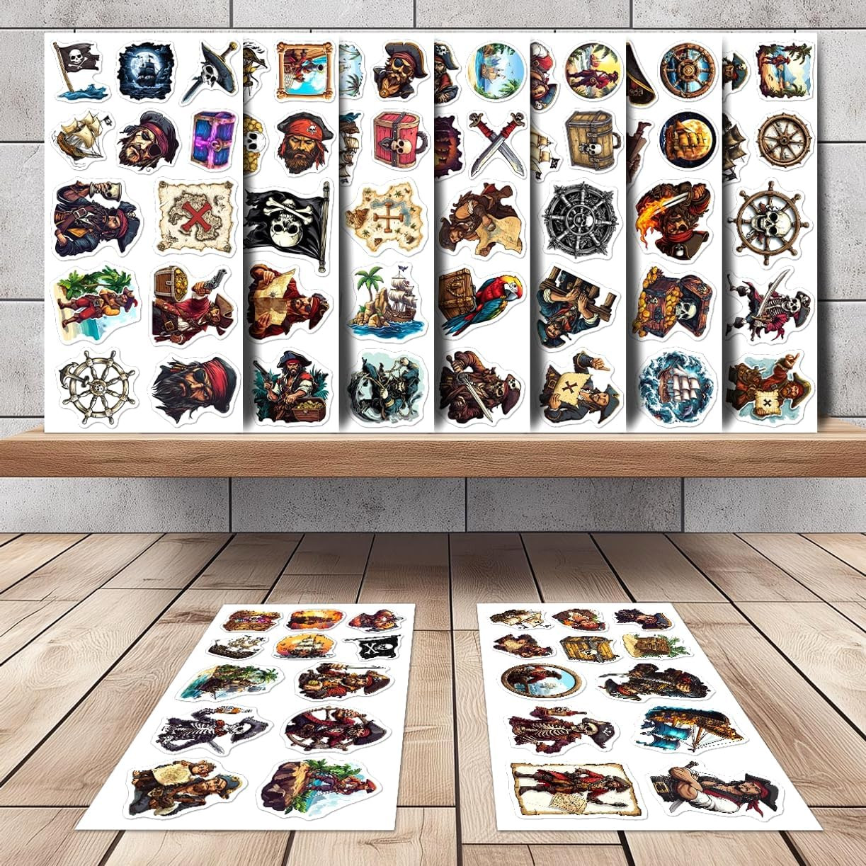 108 Pack Pirate Stickers, Waterproof Vinyl Decals Laptop, Water Bottle, Scrapboo