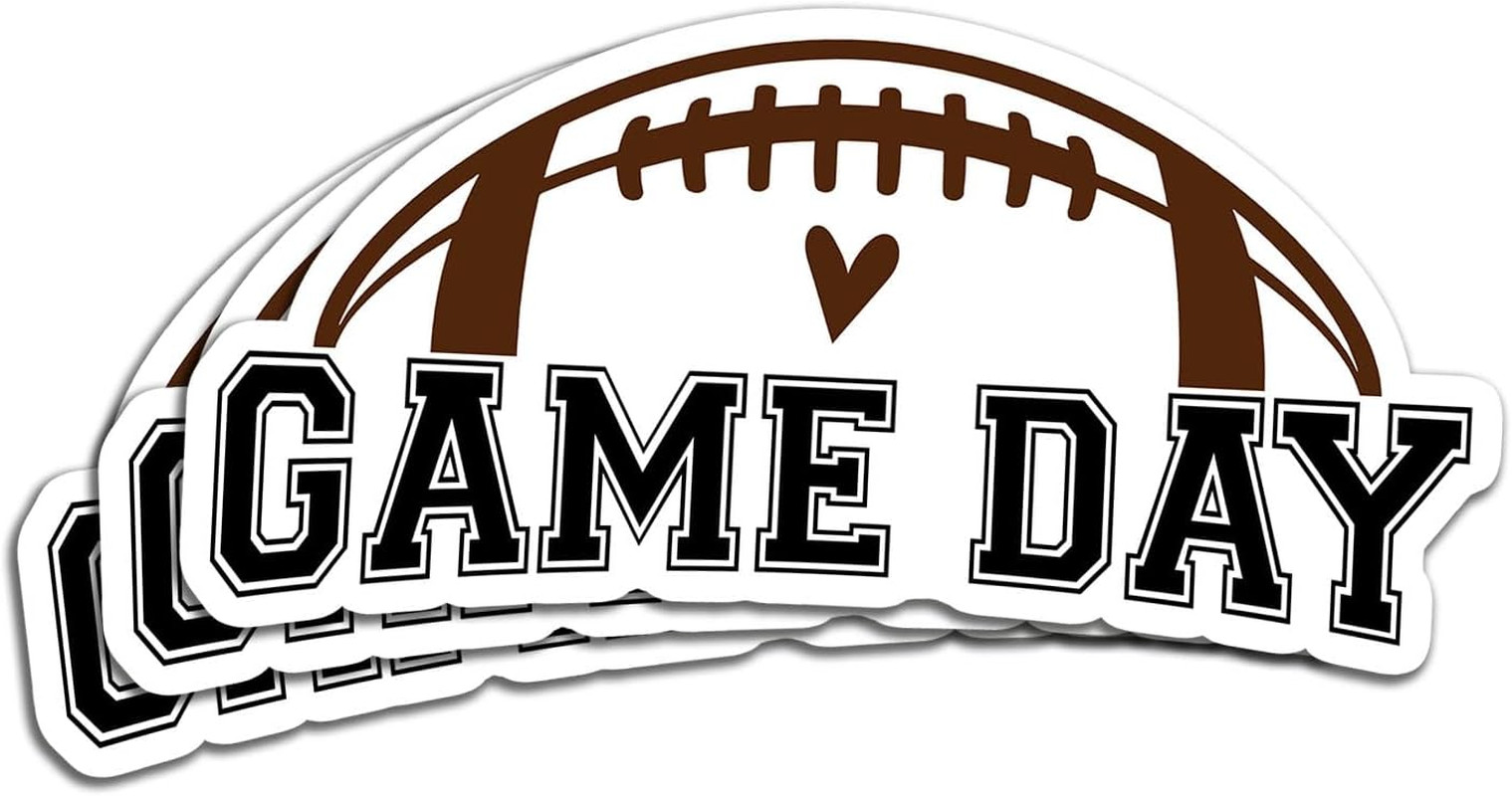 (3Pcs) Game Day Football Sticker Funny Football Vinyl Waterproof Decal for Fans,