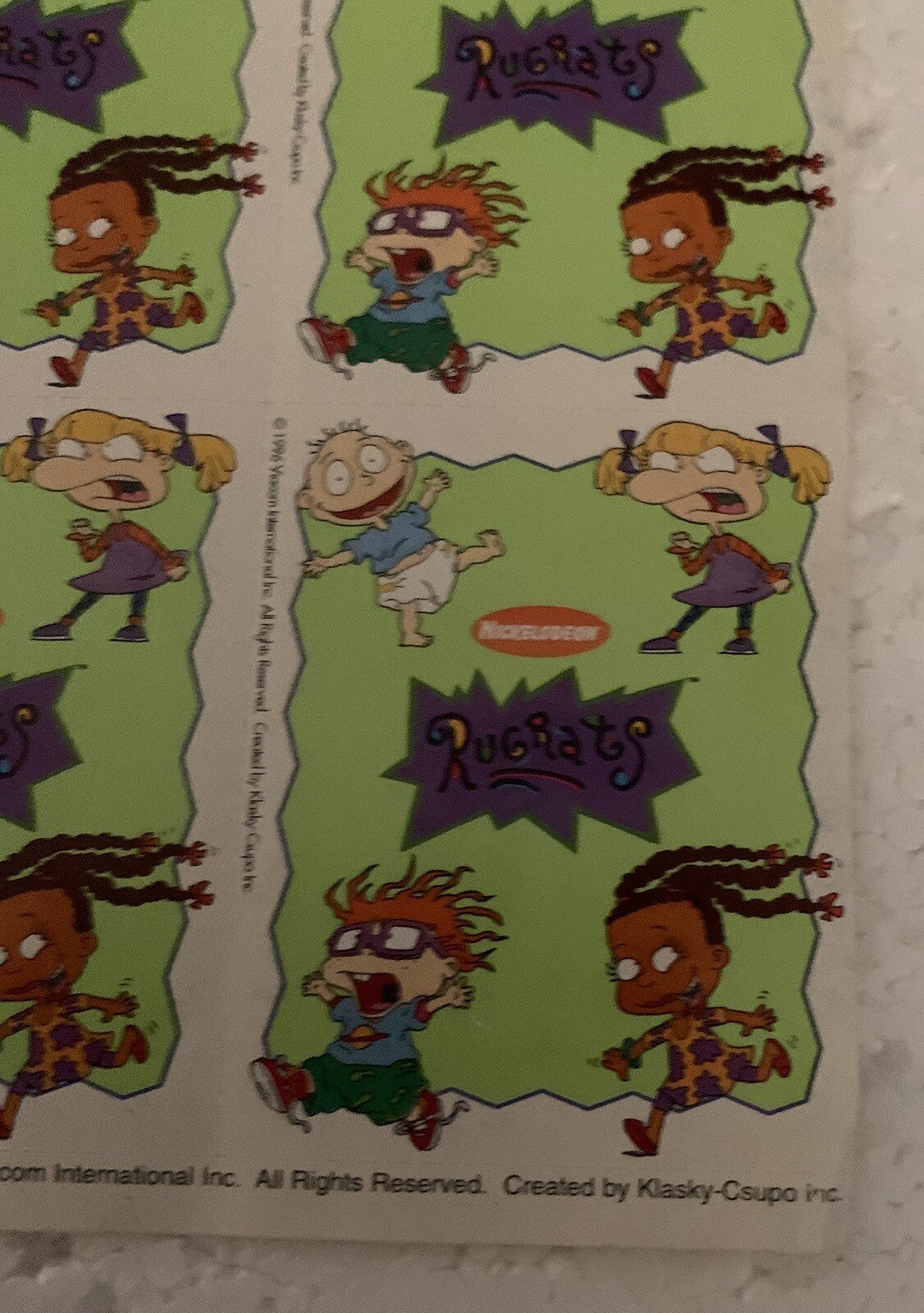 Rugrats Stickers Scholastic Viacom 1996 Sheet of 7 Stickers Printed USA