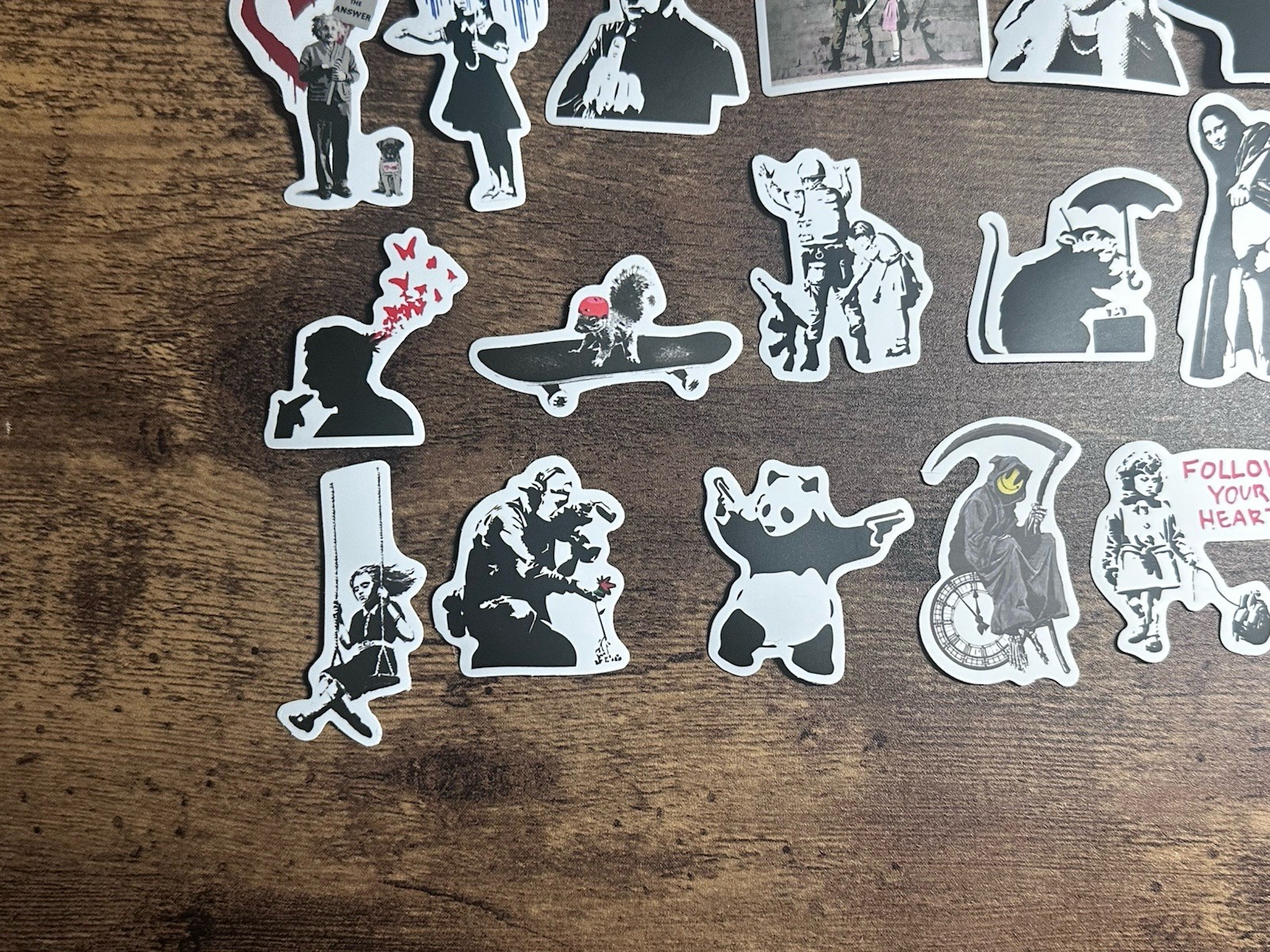 30PCS Banksy Sculptures Flower Thrower Stickers Cool Street Art