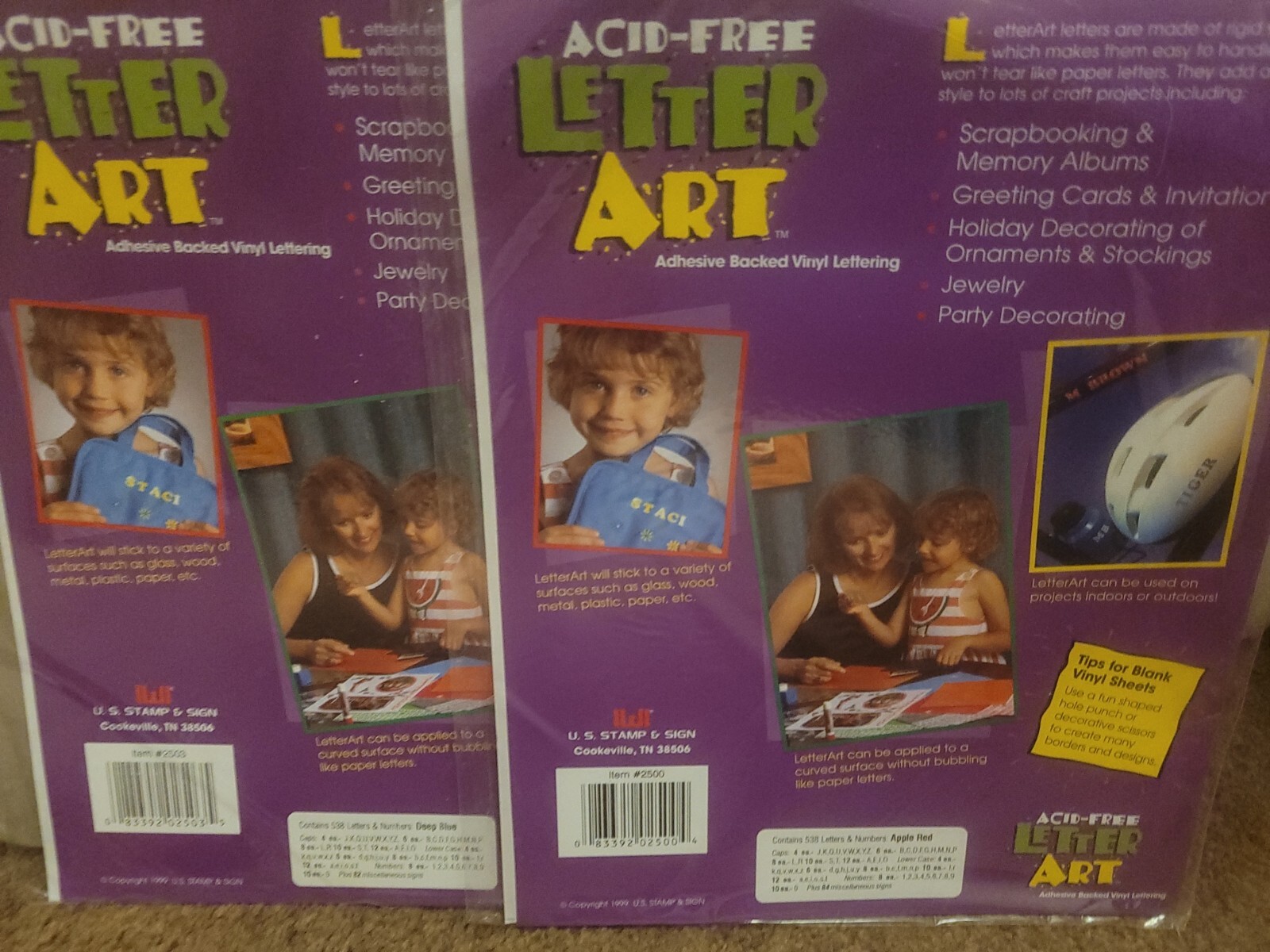 Lot of 2 Acid-Free Letter Art vinyl 538 Upper Lower Case 2 sheets Red Blue New