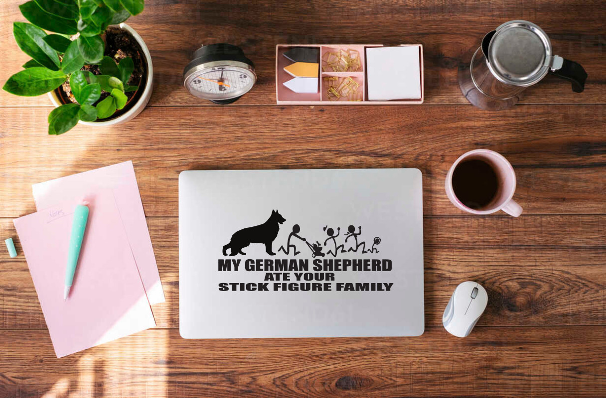 German Shepherd Decal: 'My Dog Ate Your Stick Figure Family #9054S
