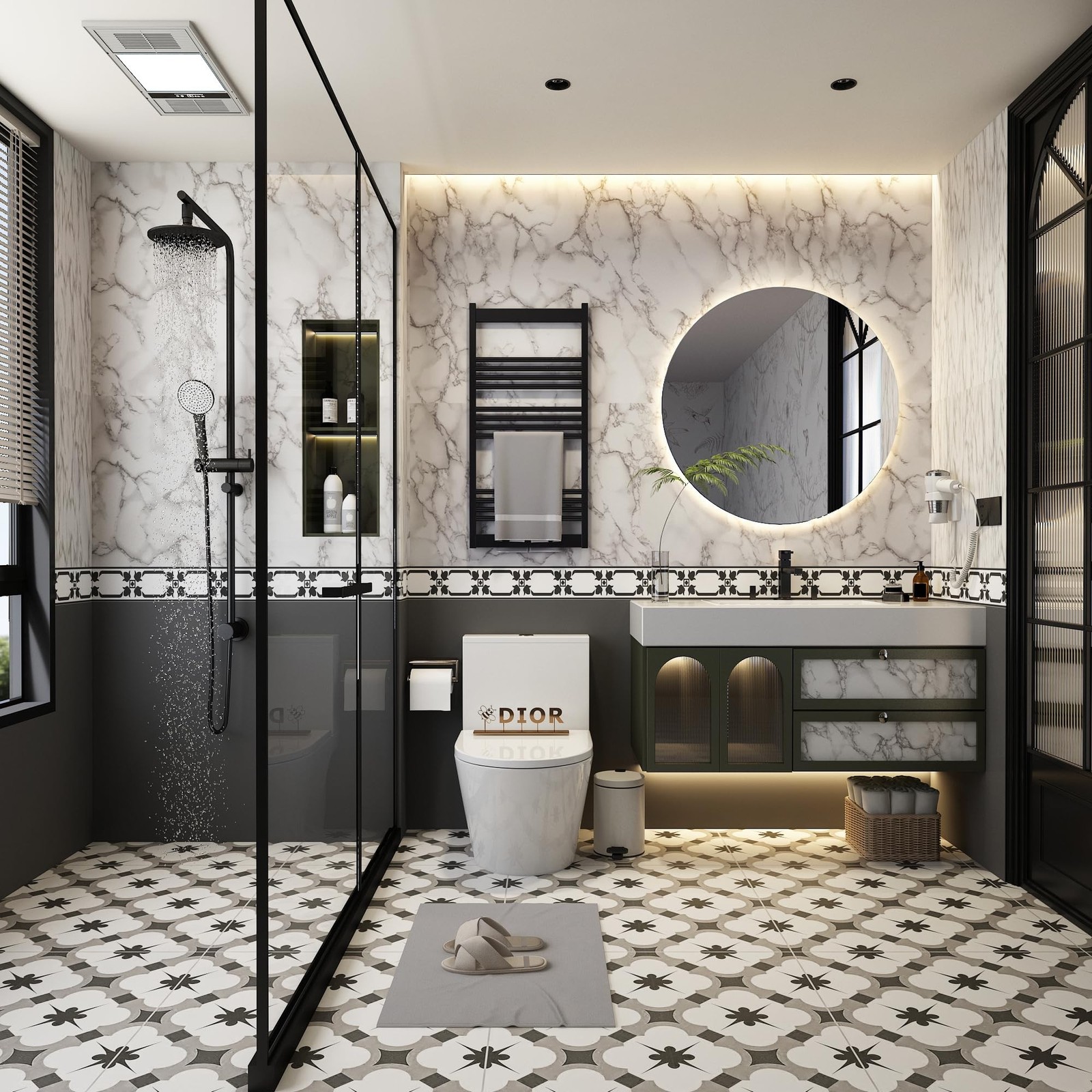 JSEVEM 16"×394" Grey White Marble Wallpaper Peel and Stick Waterproof Gray