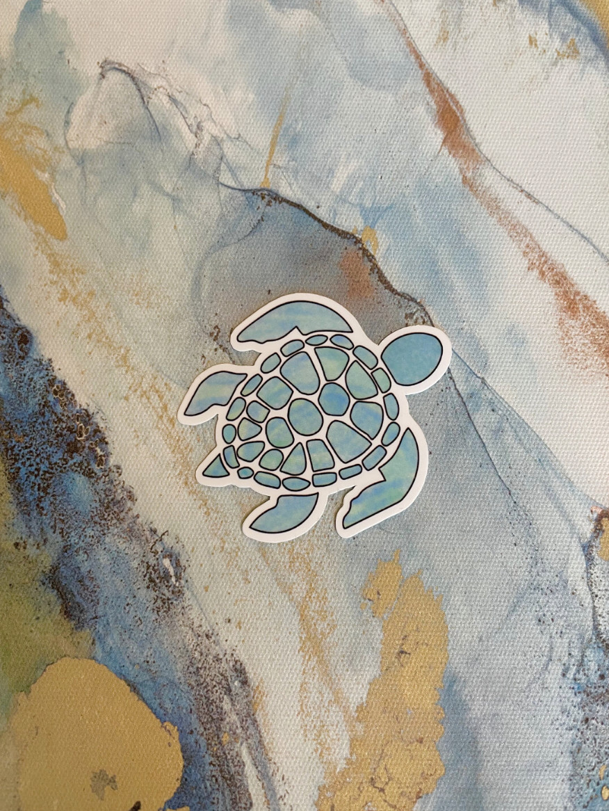 Sea Turtle Sticker I Gloss or Holographic Laminate l Waterproof Decal