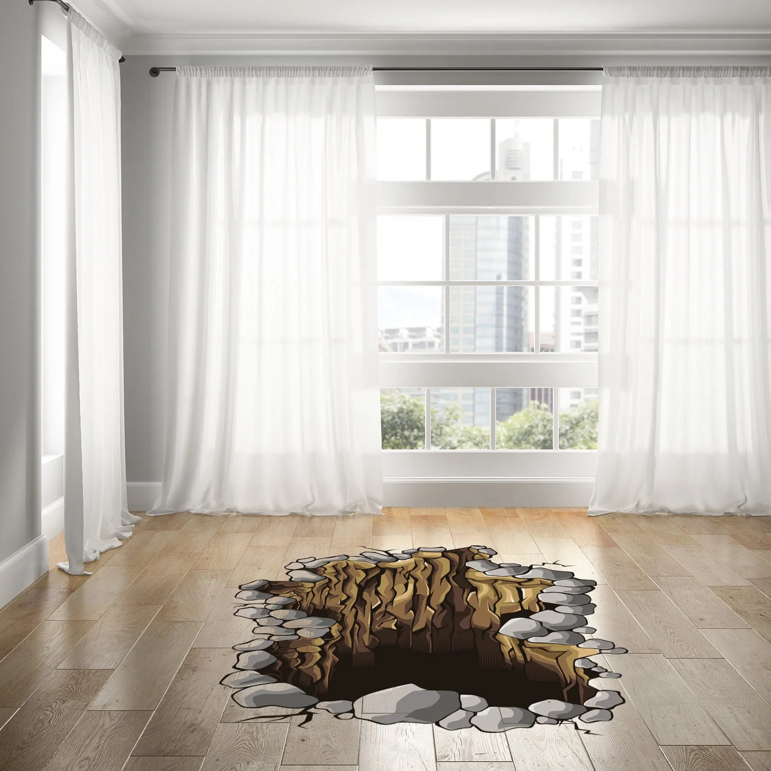 3d Floor Porthole Sticker – Self Adhesive Art Mural Living Room Vinyl Hole