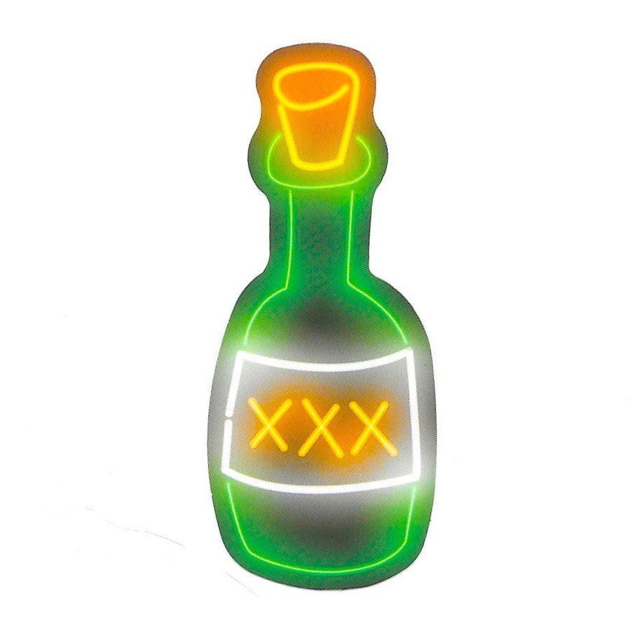 Neon Moonshine Bottle Vinyl Sticker Retro XXX Alcohol Decal Glow Aesthetic Gear