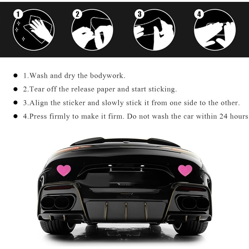 10PCS Reflective Vinyl Car Decals Waterproof Bumper Stickers Heart Star New