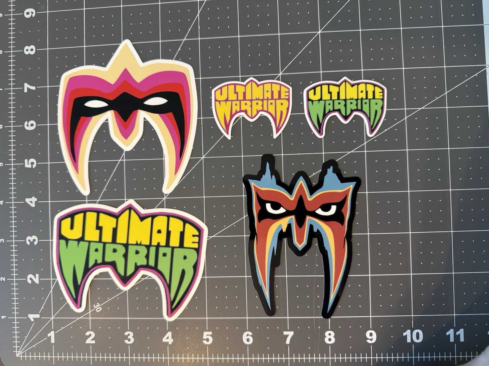 Ultimate Warrior Sticker Mask 5 Sticker Lot WWE WWF Wrestling