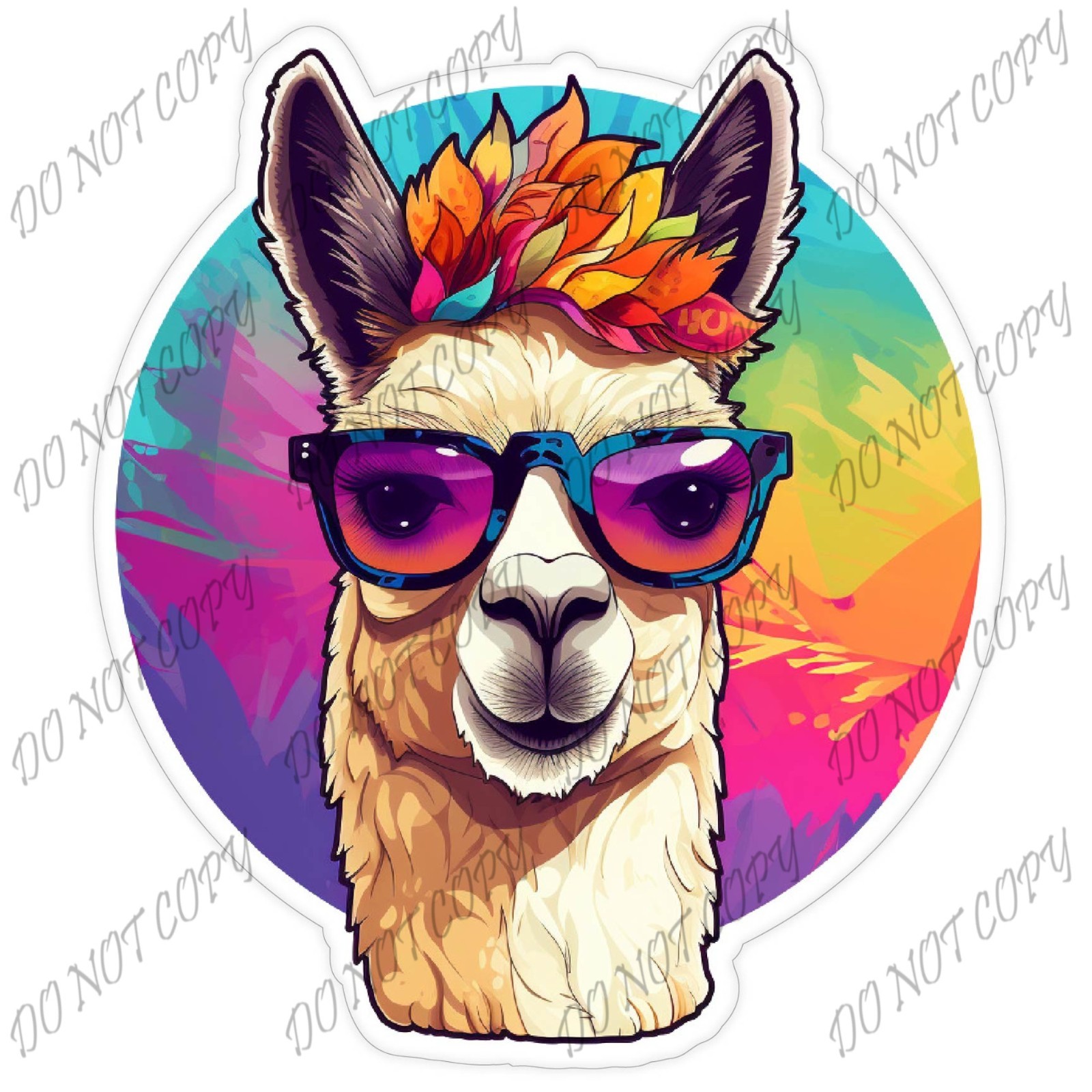 Laminated Vinyl Decal Die Cut Waterproof Sticker – Llama