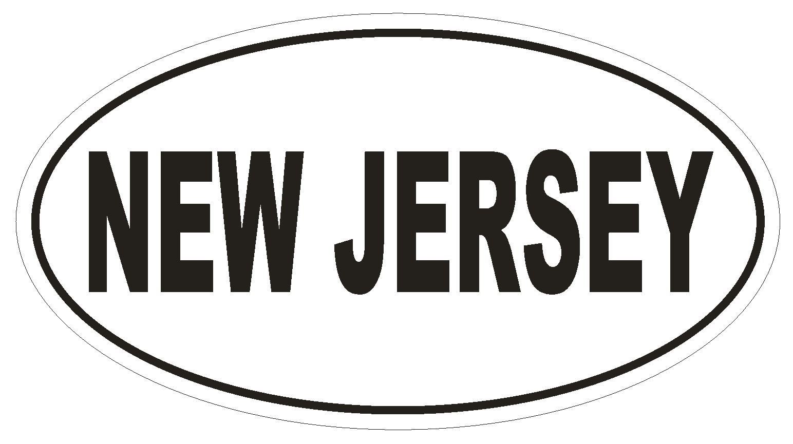 New Jersey Oval Bumper Sticker or Helmet Sticker D2358 State Euro Oval