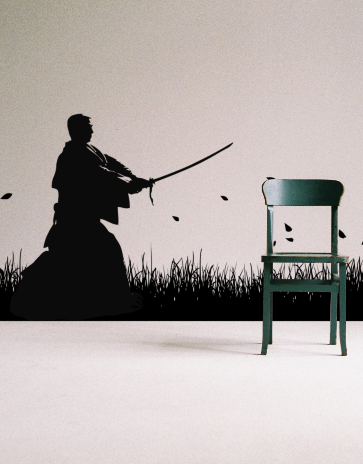 Japanese Ronin Samurai Swordsman in Field Wall Decal. #525