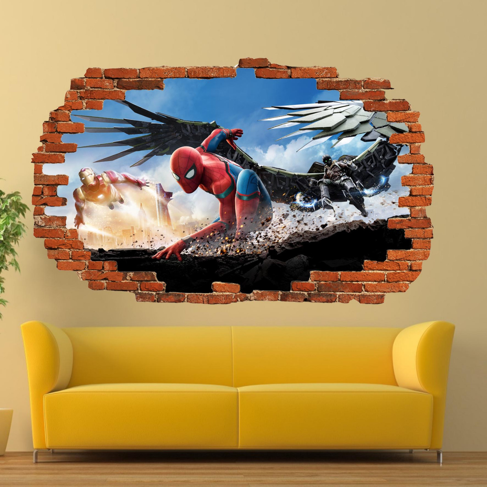 Ironman Spiderman Wall Stickers 3d Art Poster Mural Decal Kids Boys Bedroom ST3