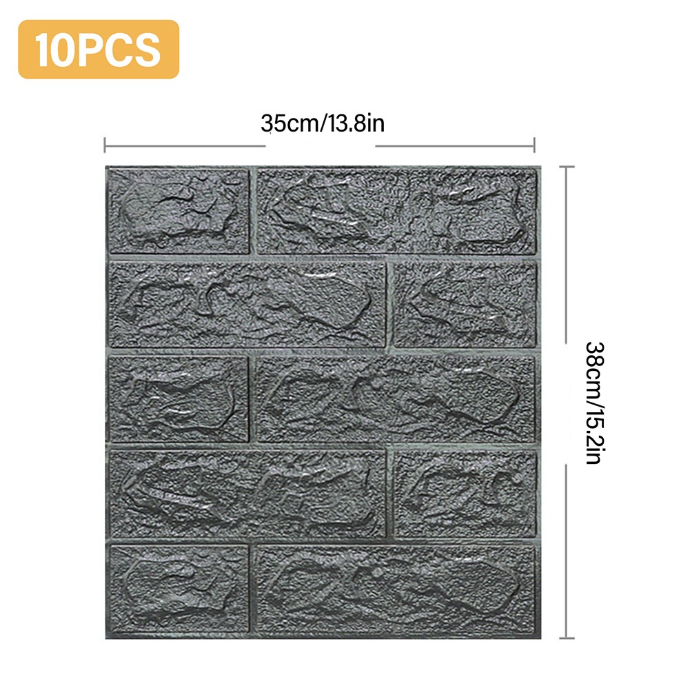 10pc 3D Foam Brick Stone Wall Panels Marbing Wallpaper Self Adhesive Waterproof