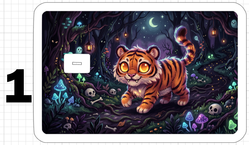 Tiger Art ATM Debit Credit Gift Card Sticker Skin Rainbow Cat White Bengal Anime