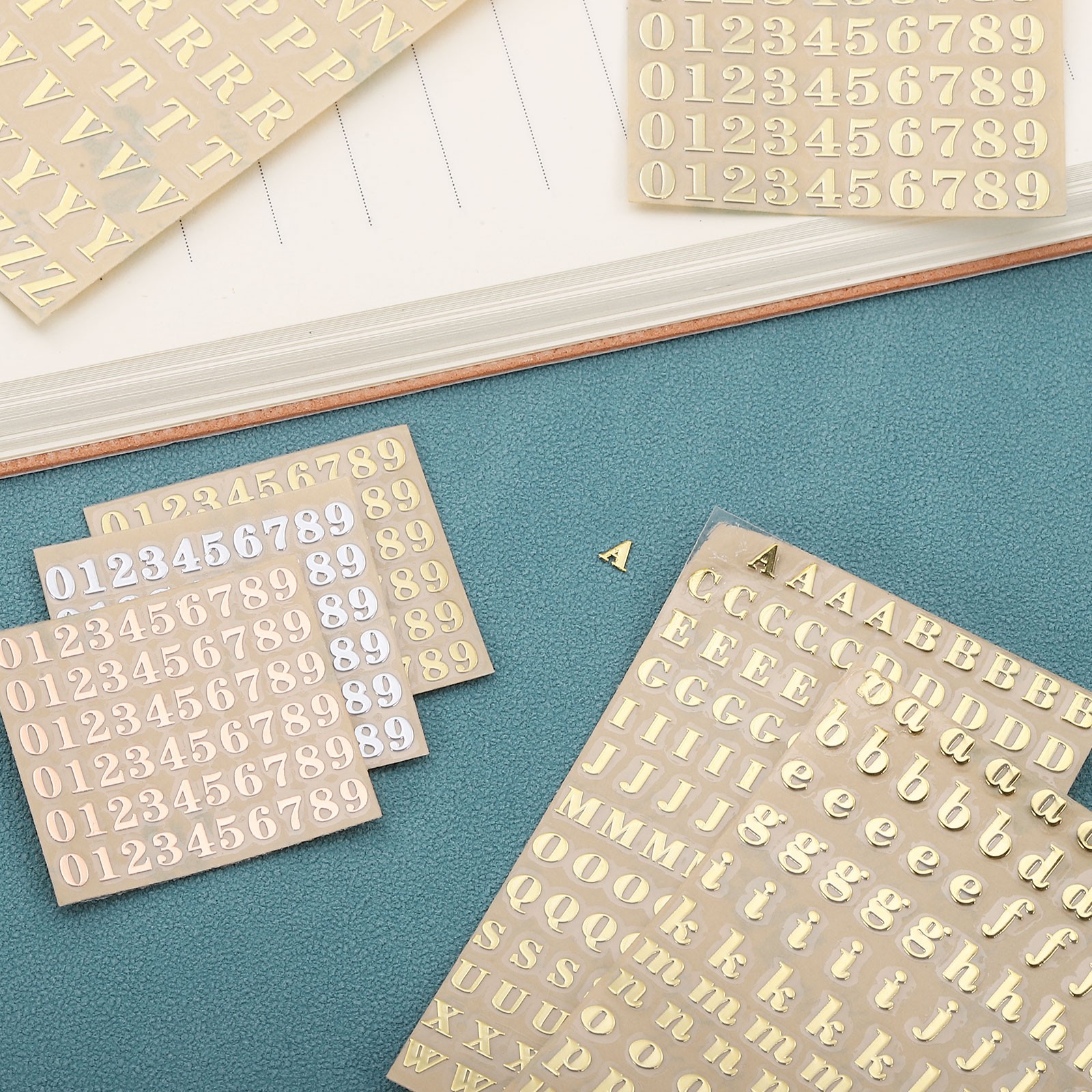 3 Sheets 4.5mm/0.18inch Mini Number Stickers Number 0-9 Sticker Gold