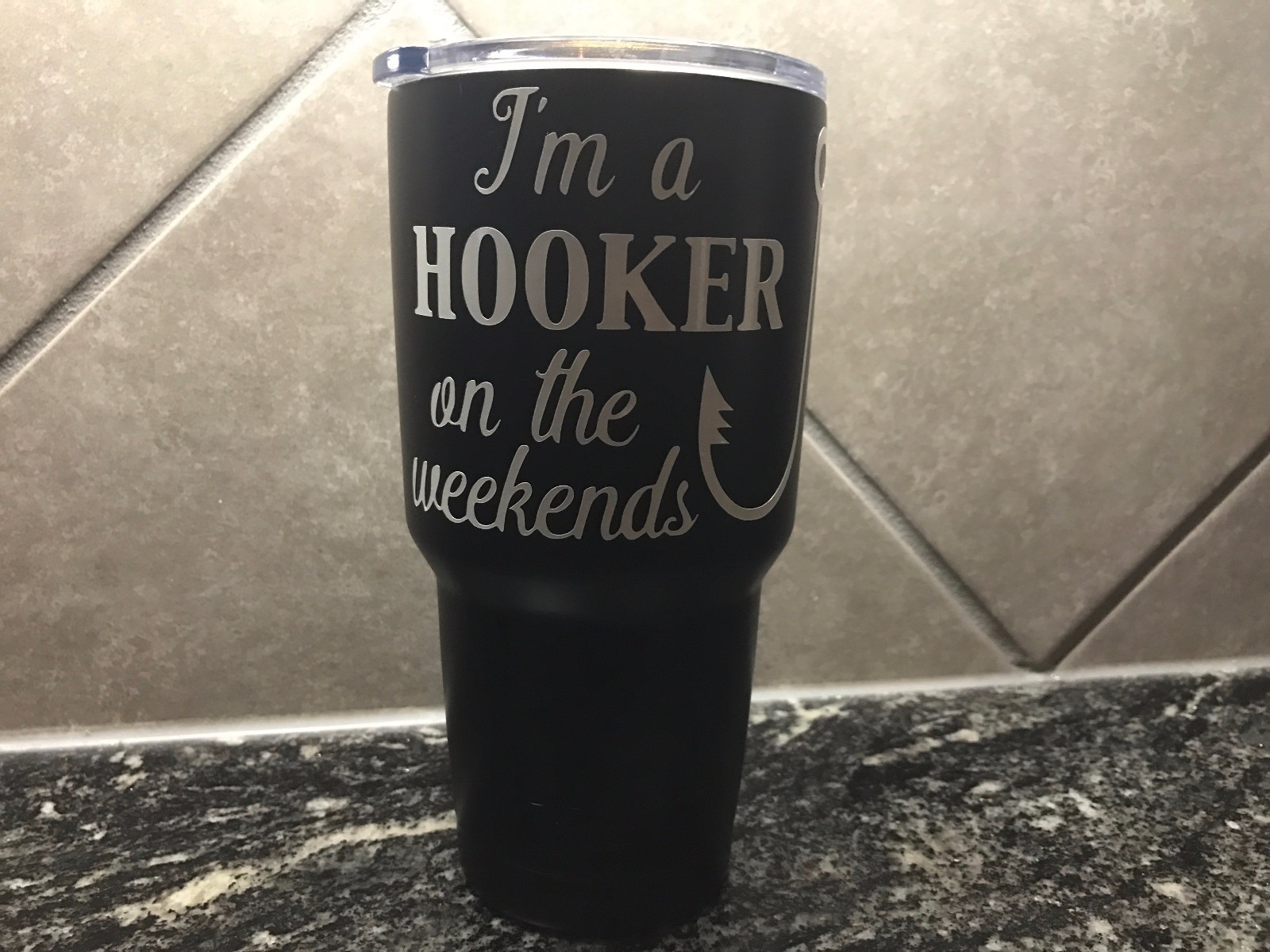 I'm a HOOKER on the weekends vinyl decal fishing salt life beach sized Cup Car