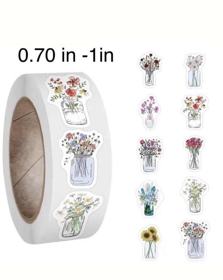 50 Pcs stickers Flowers Vase Bouquet Fall Summer Diy Packaging Journal Planner