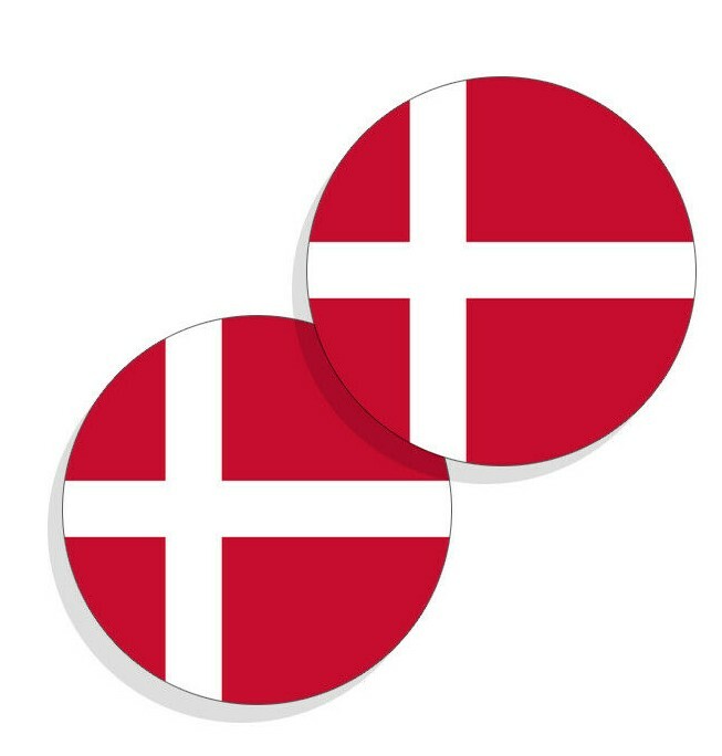 Denmark Flag Stickers Danish Flag Decals Round Flag of Denmark 4pack