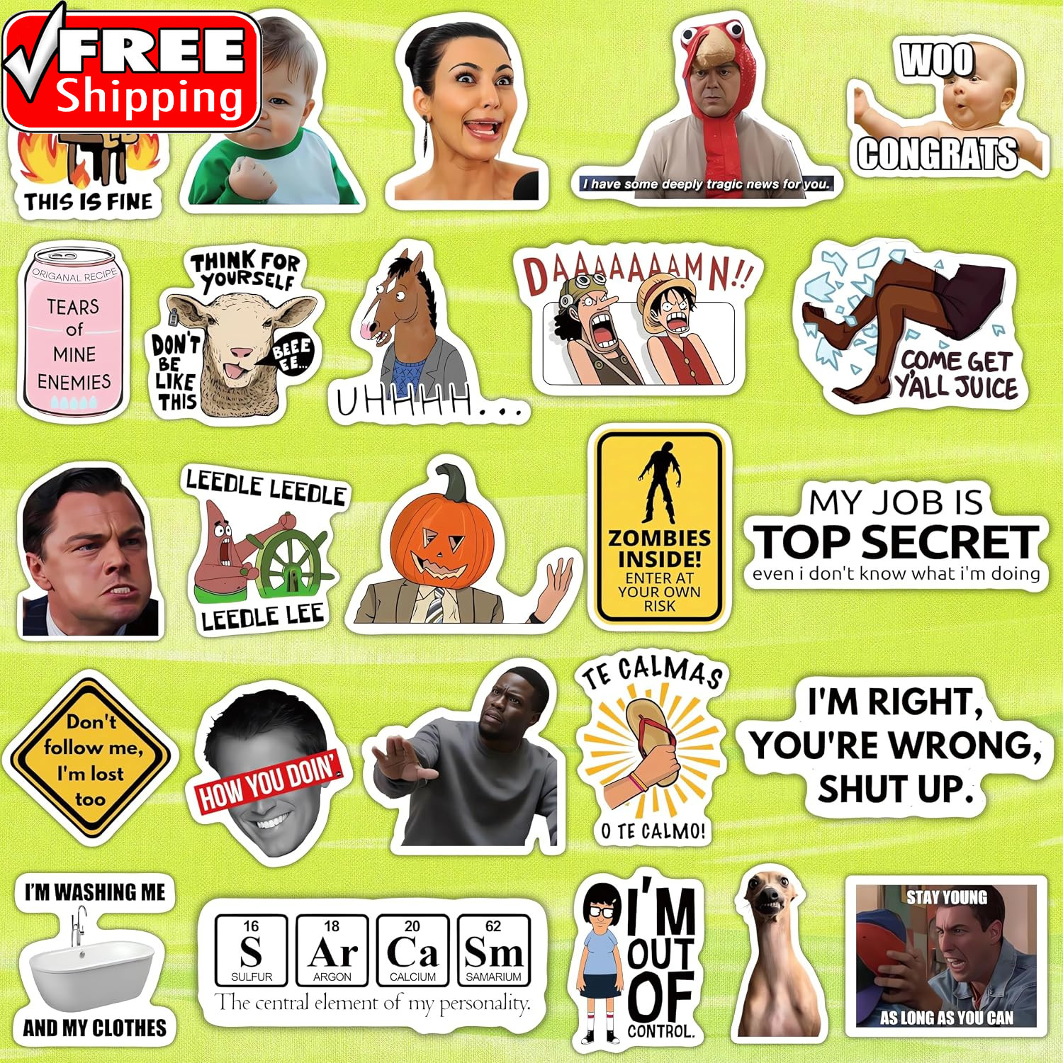 500 Pcs Funny Stickers for Adults & Teens – Trendy Meme Sticker, VSCO Vinyl Deca