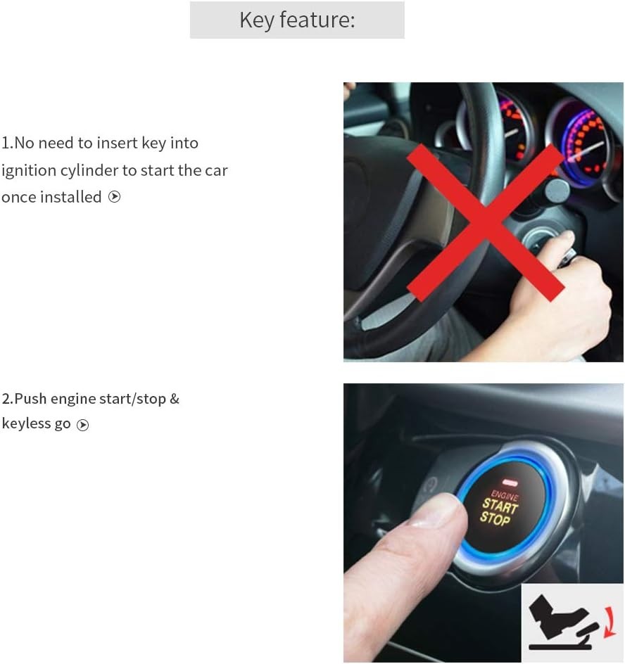 EC004 Smart RFID Push Engine Start Button kit & Keyless Go System Upgrade Key S
