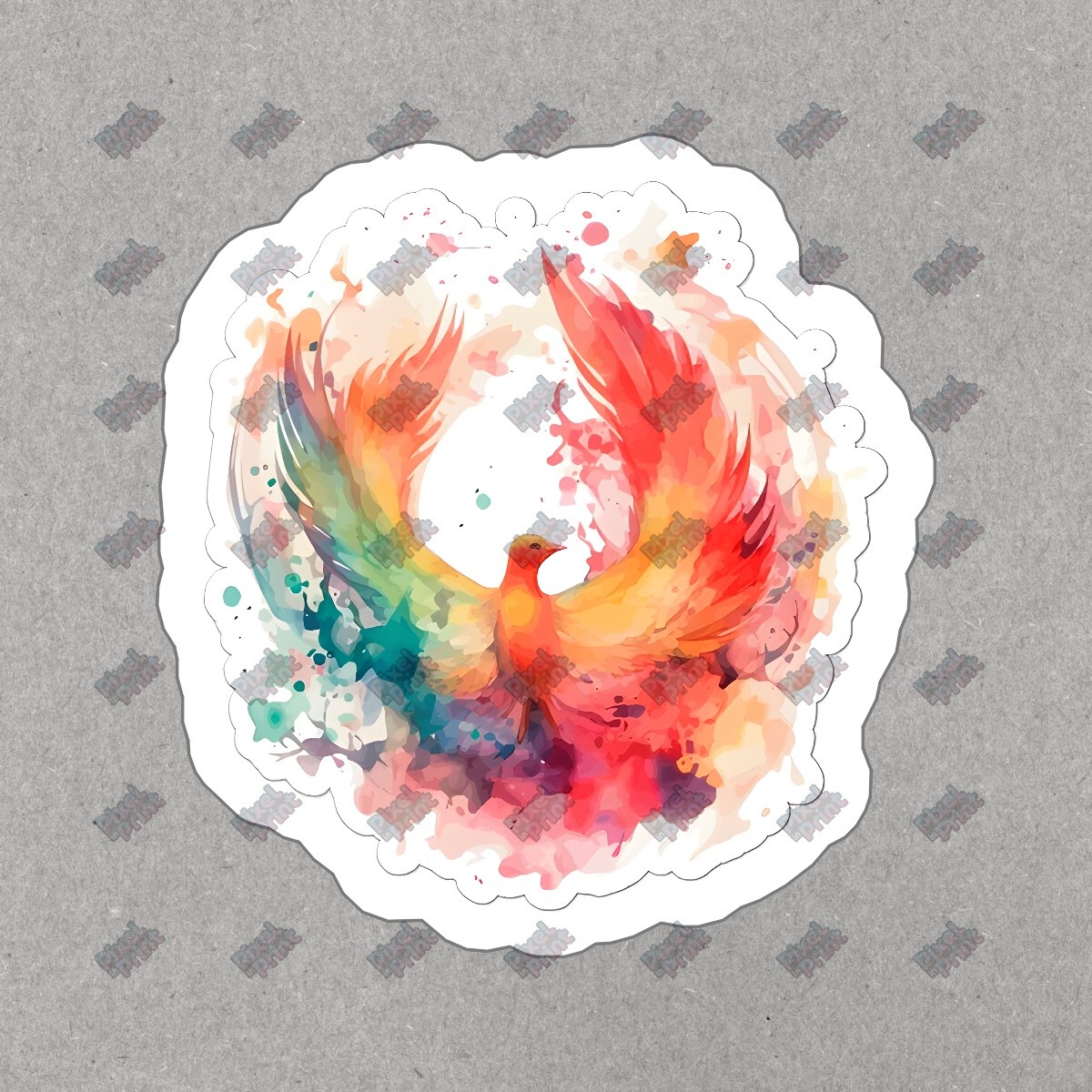 Colorful Phoenix Vinyl Sticker Watercolor Art Decal for Laptops, #875963