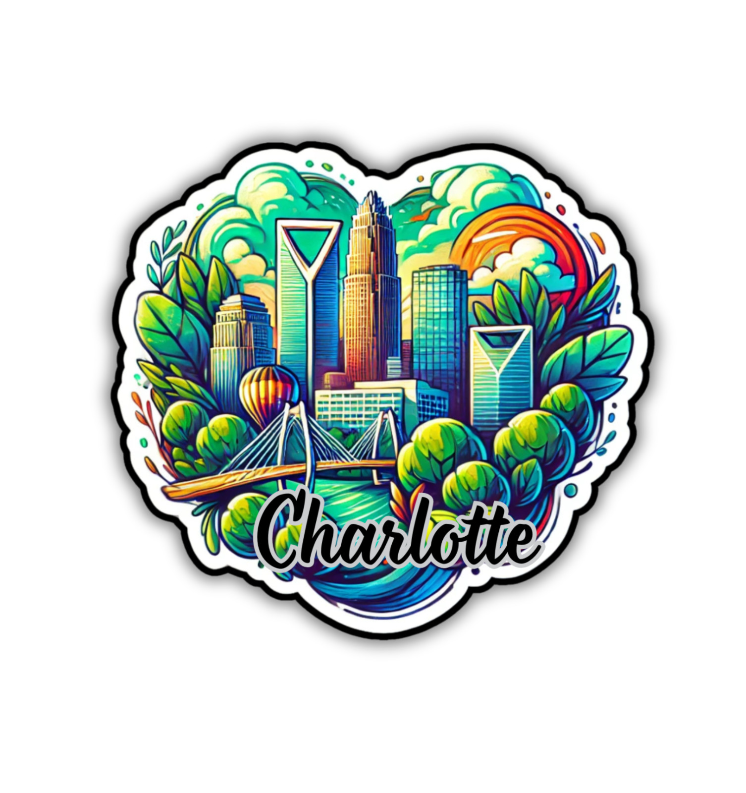 Charlotte North Carolina Fridge Magnet or Laptop Sticker
