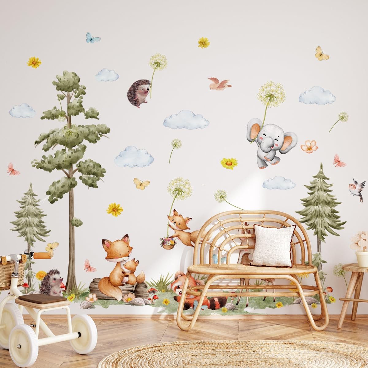 LOONELO Jungle Animals Wall Decals – Peel and Stick Woodland Forest Tree Stic…