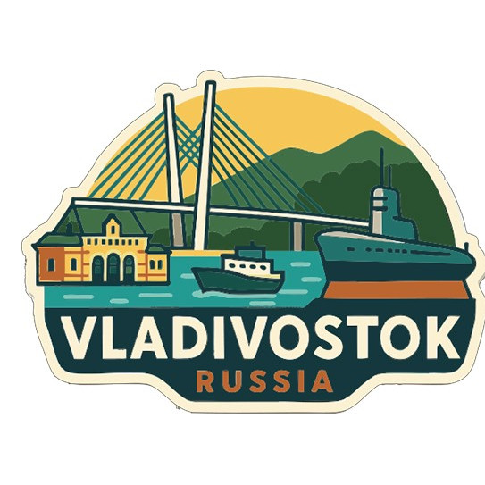 Vladivostok Russia Sticker Decal Vinyl Die-Cut City Skyline Landmark Design