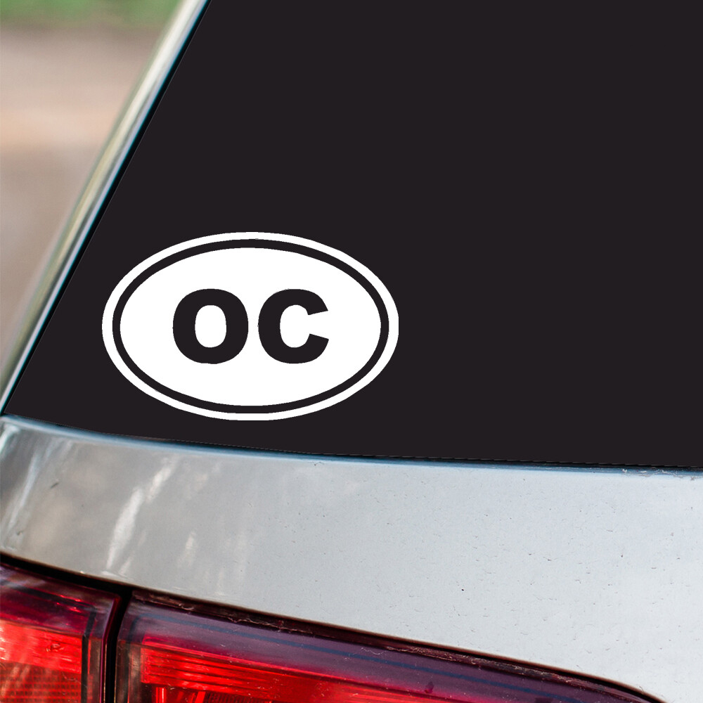 OC Sticker Ocean City Beach Summer oval euro chrome & regular vinyl color choice