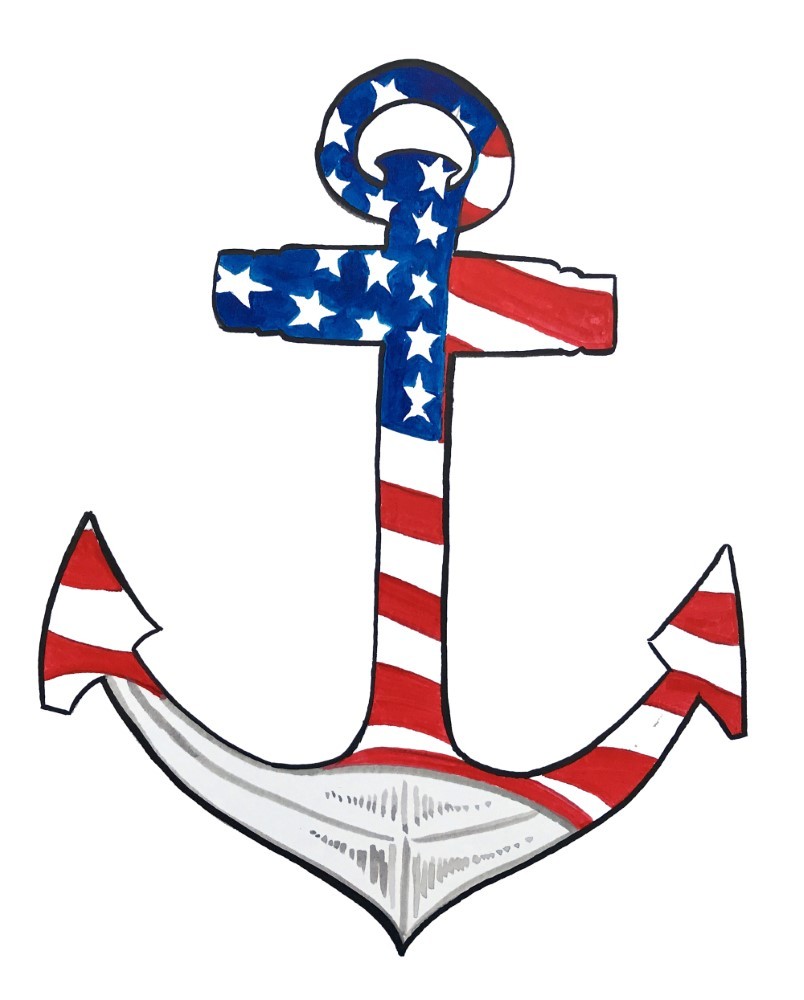 American Flag Anchor High Quality Printed Vinyl Decal Auto Truck SUV Car Sticker
