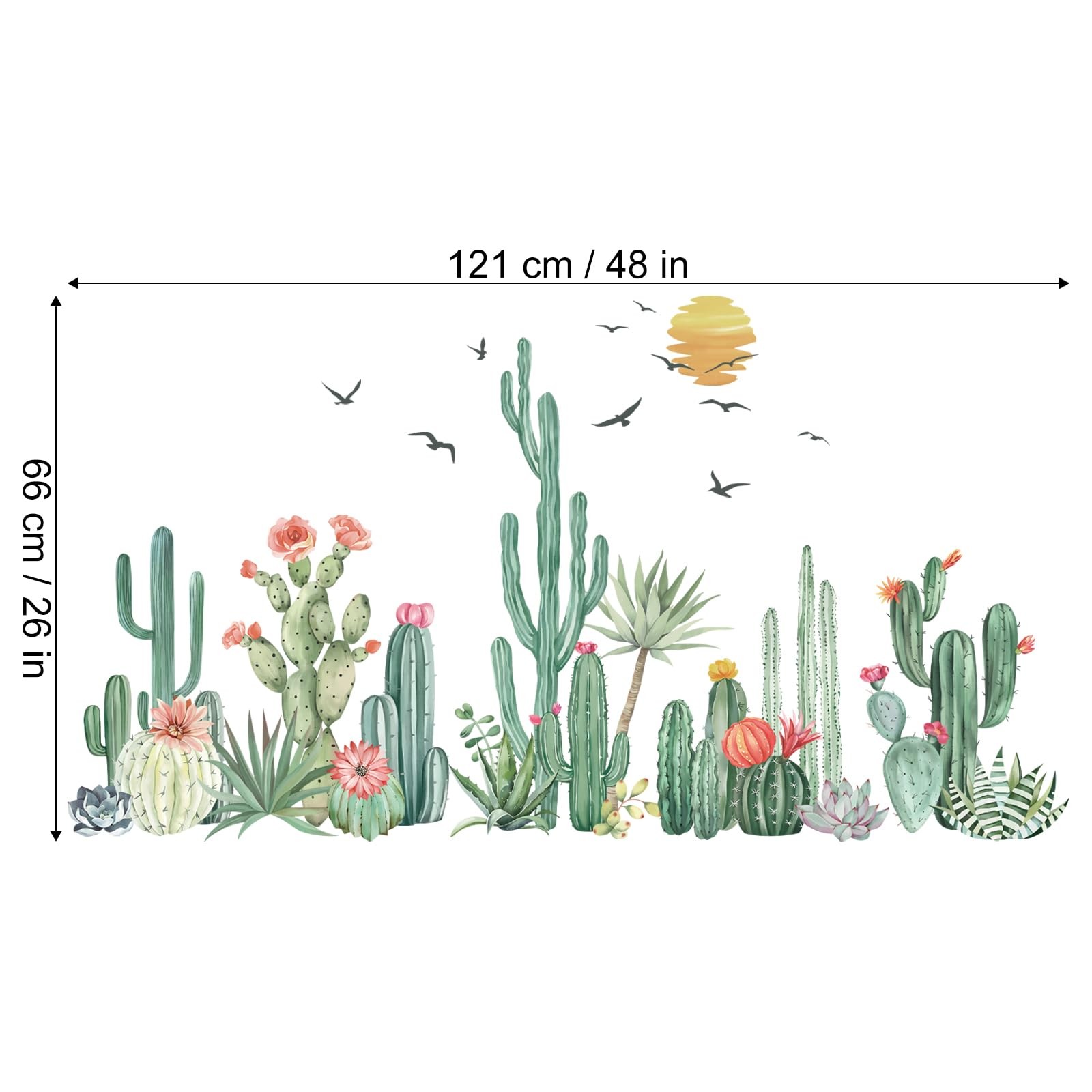 Green Cacti Palm Trees Wall Stickers Tropical Plants Wall Decals Removable an…