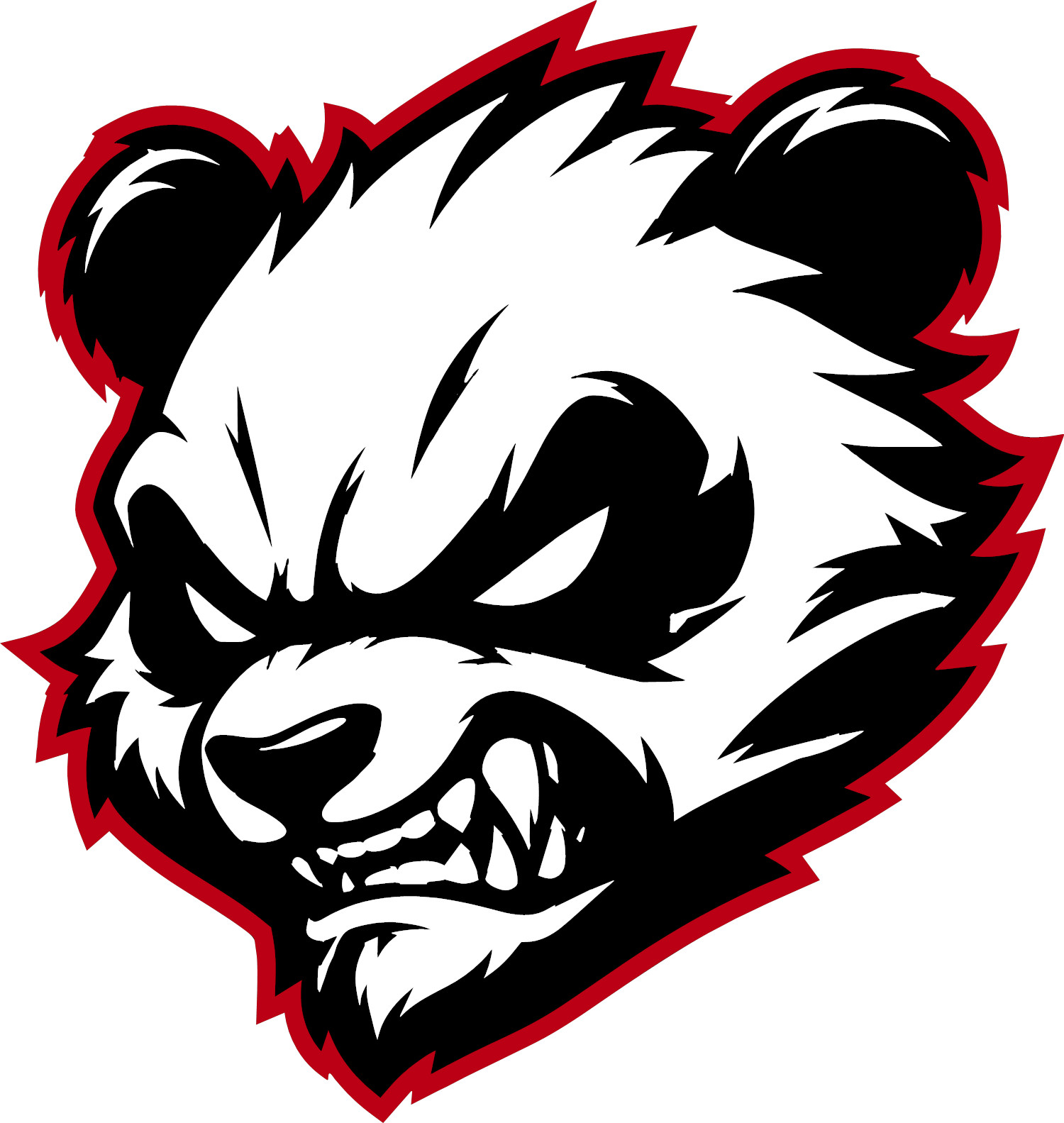 Angry Panda Bear Vinyl Decal – Fierce Mascot Style Sticker- Multiple sizes