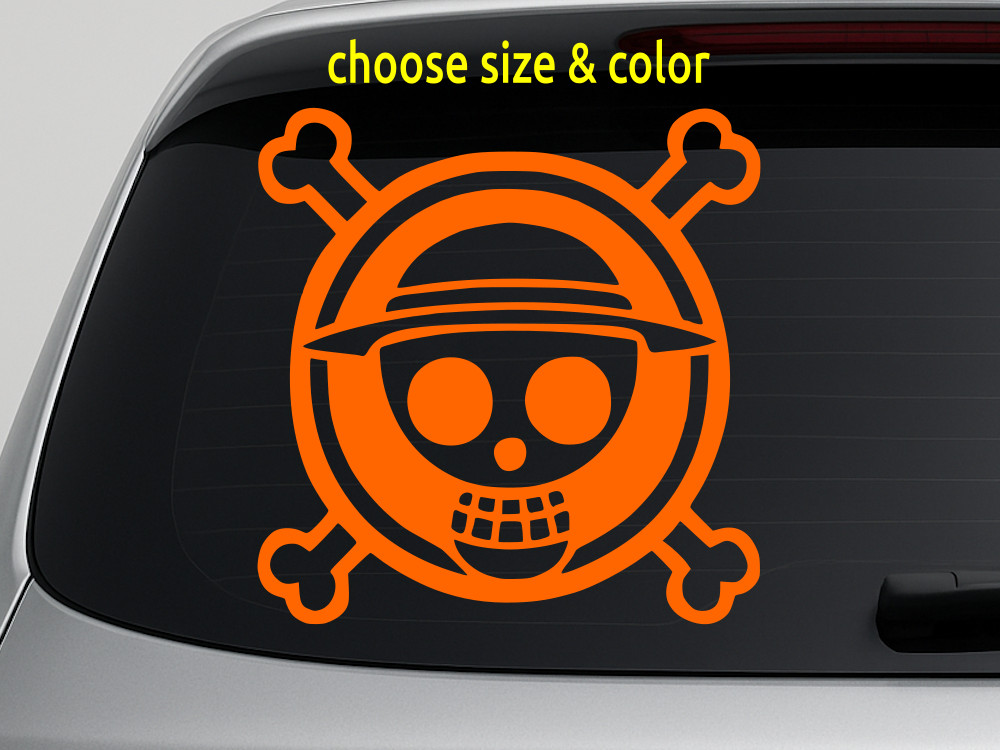 ONE PIECE Straw Hat Pirates Flag Vinyl Laptop Car Window Decal CHOOSE SIZE COLOR