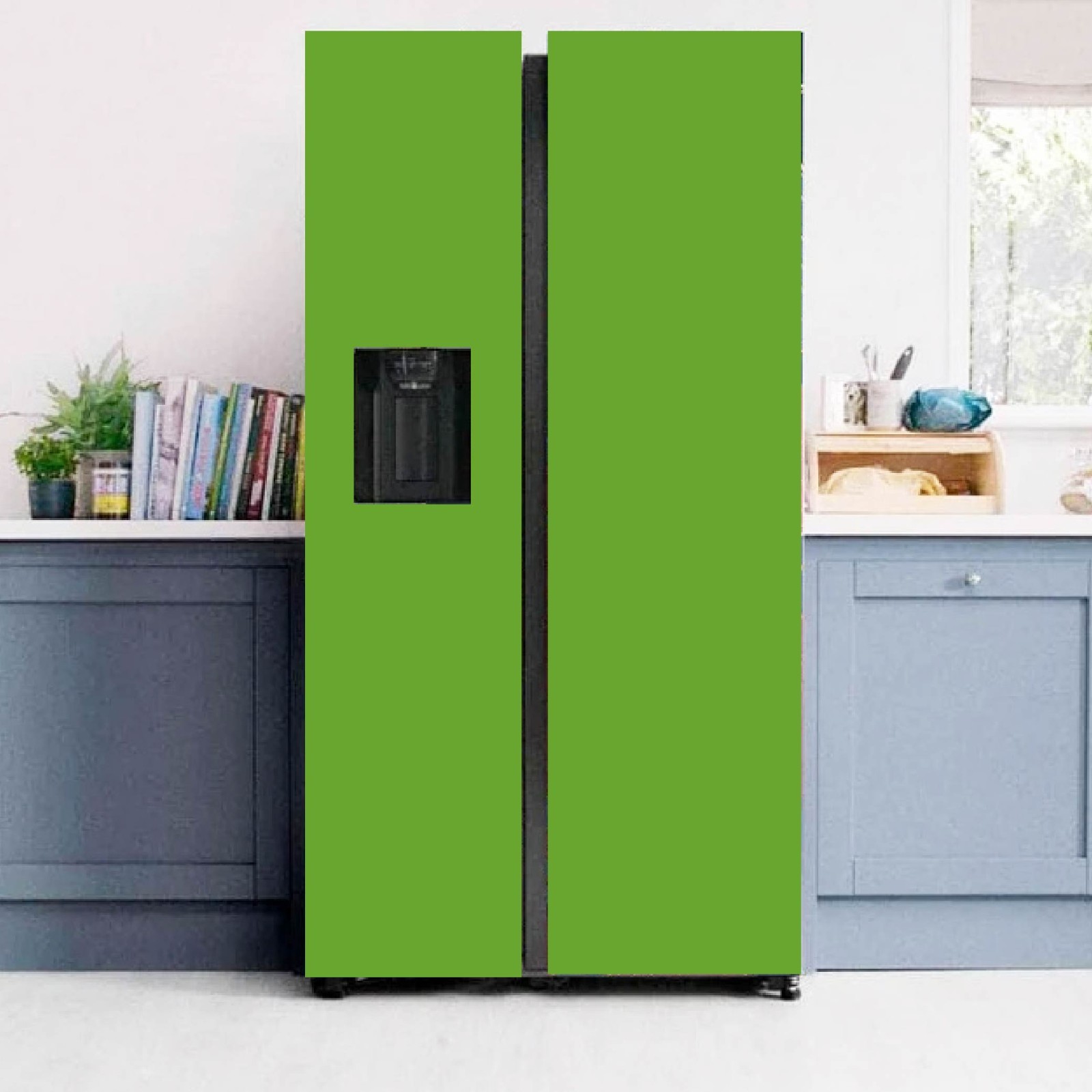 Green Solid Color Refrigerator Door Wrap Solid Color Peel and Stick Vinyl