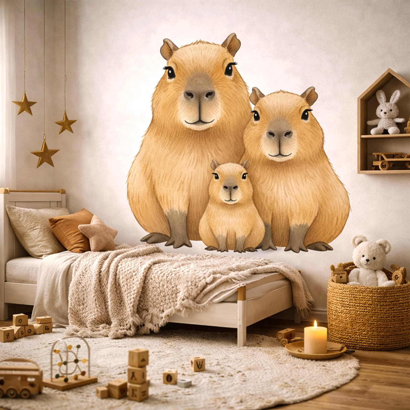 Capybara Family Wall Decal | Watercolor Nursery Decor