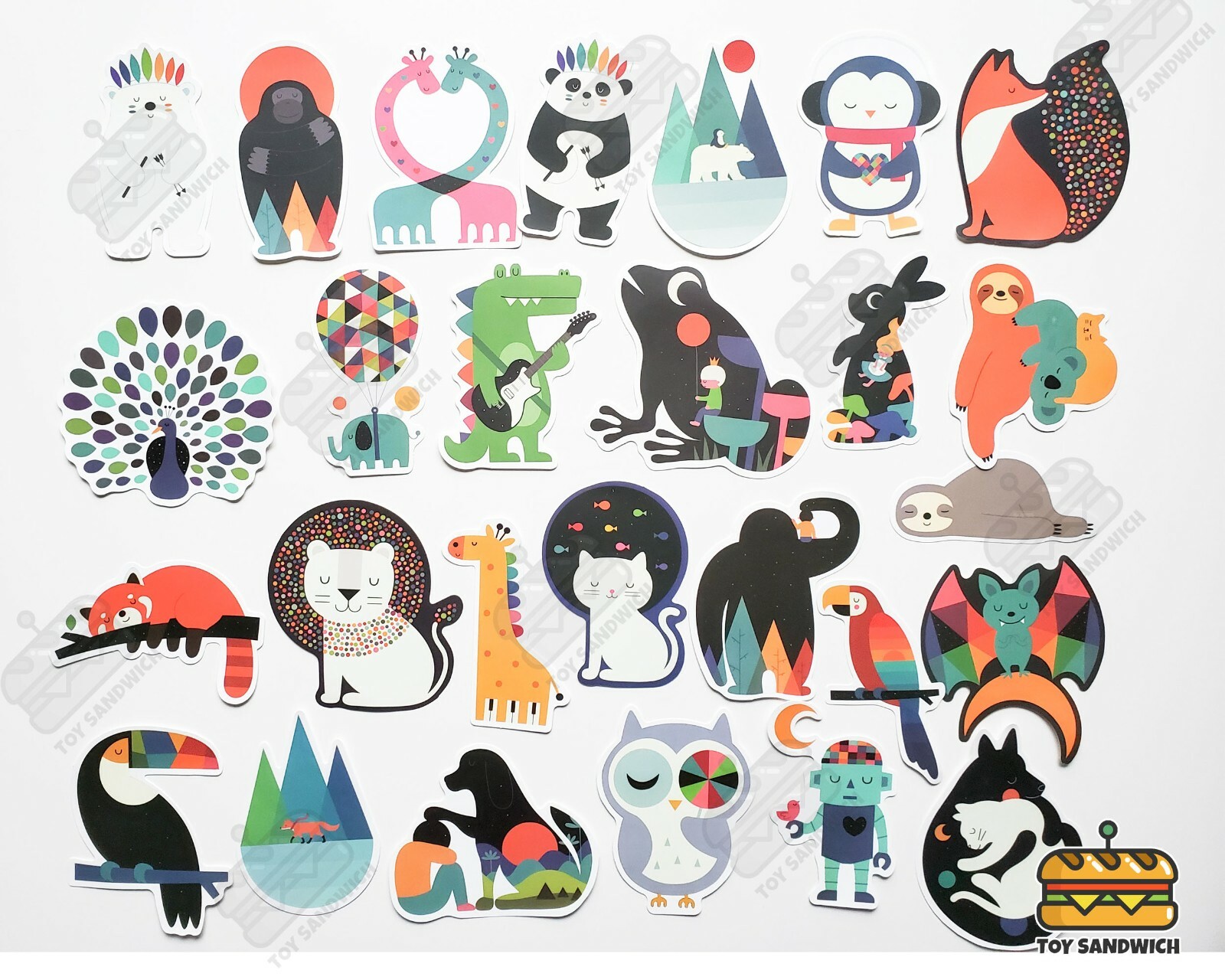 95 pcs "Woodland Animals" Sticker Pack Contemporary Colorful Abstract Art Decals