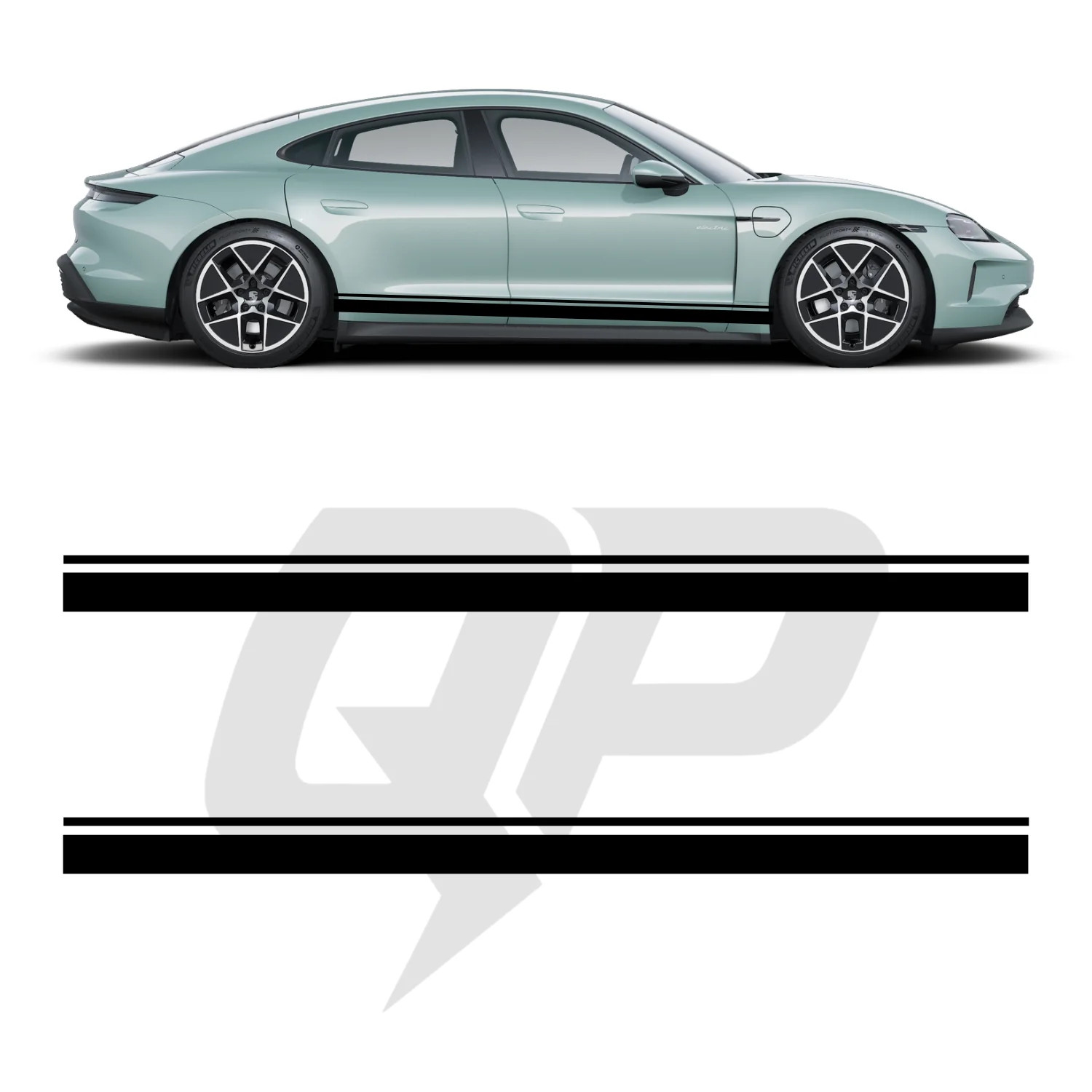 Compatible With Porsche Taycan Double Side Stripe Decals – Dual Rocker Panel Kit