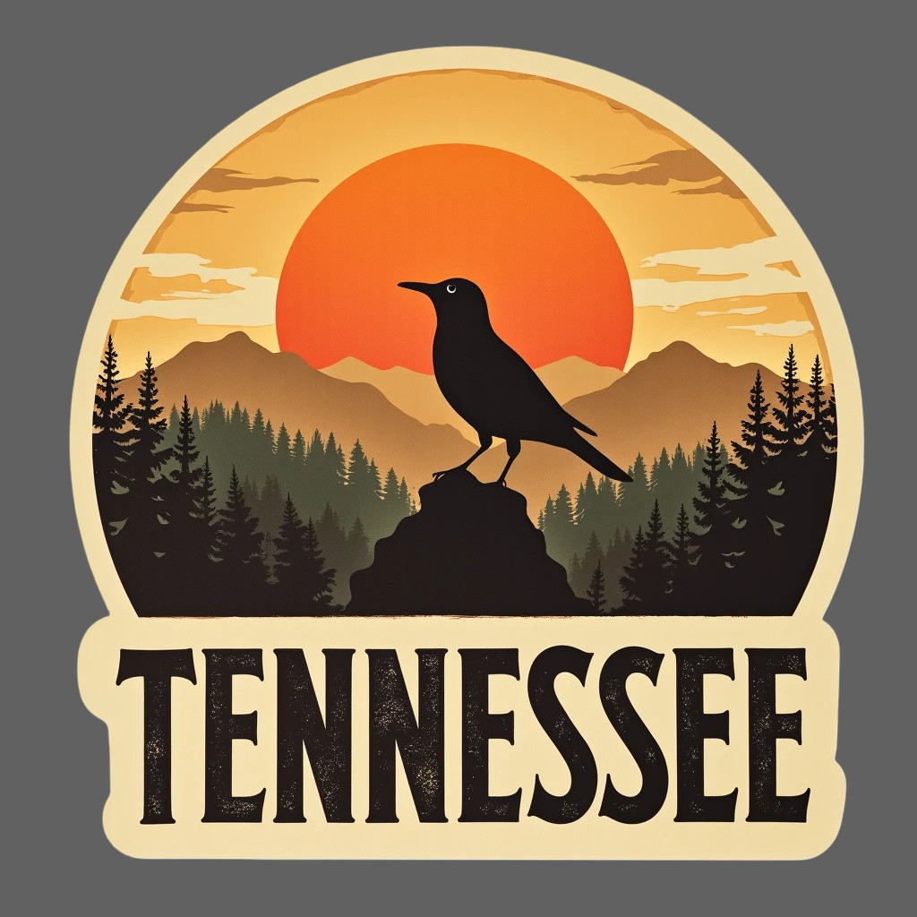 Tennessee Bird Sticker Vinyl Decal Sunset Mountain Wildlife Nature