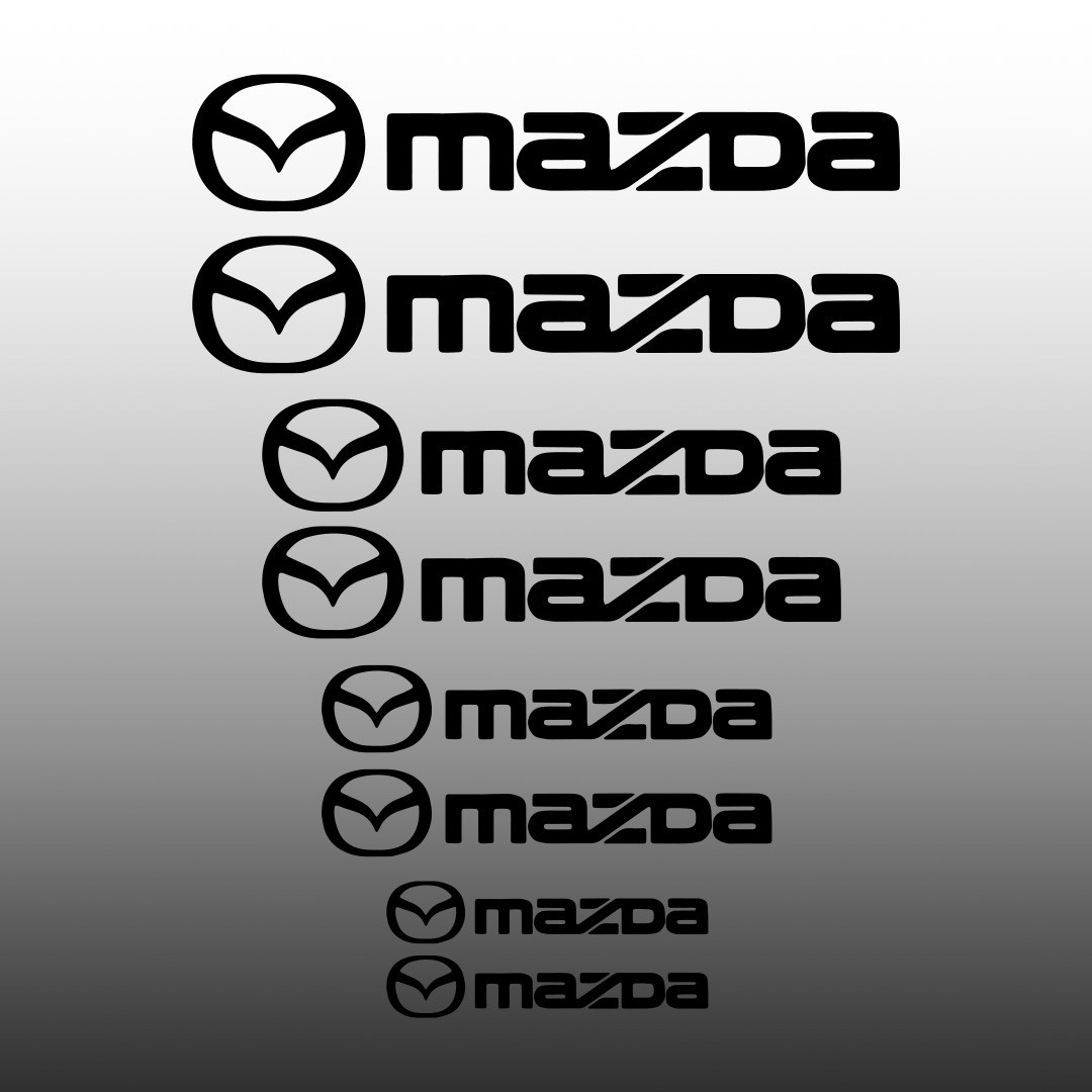 Mazda w Logo Brake Caliper Decal Stickers Set of 8 Vinyl Heat Resistant