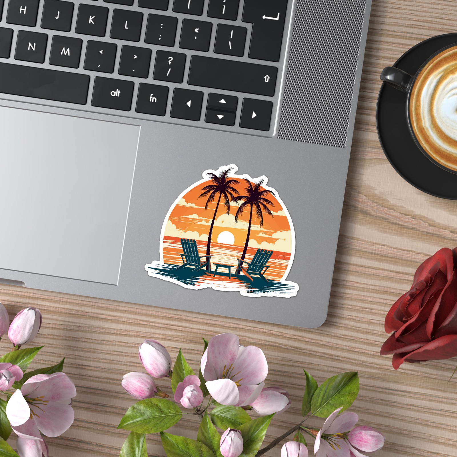 Beach Chairs Sunset – Vinyl Decal Sticker – Car Window Laptop – ebn11917