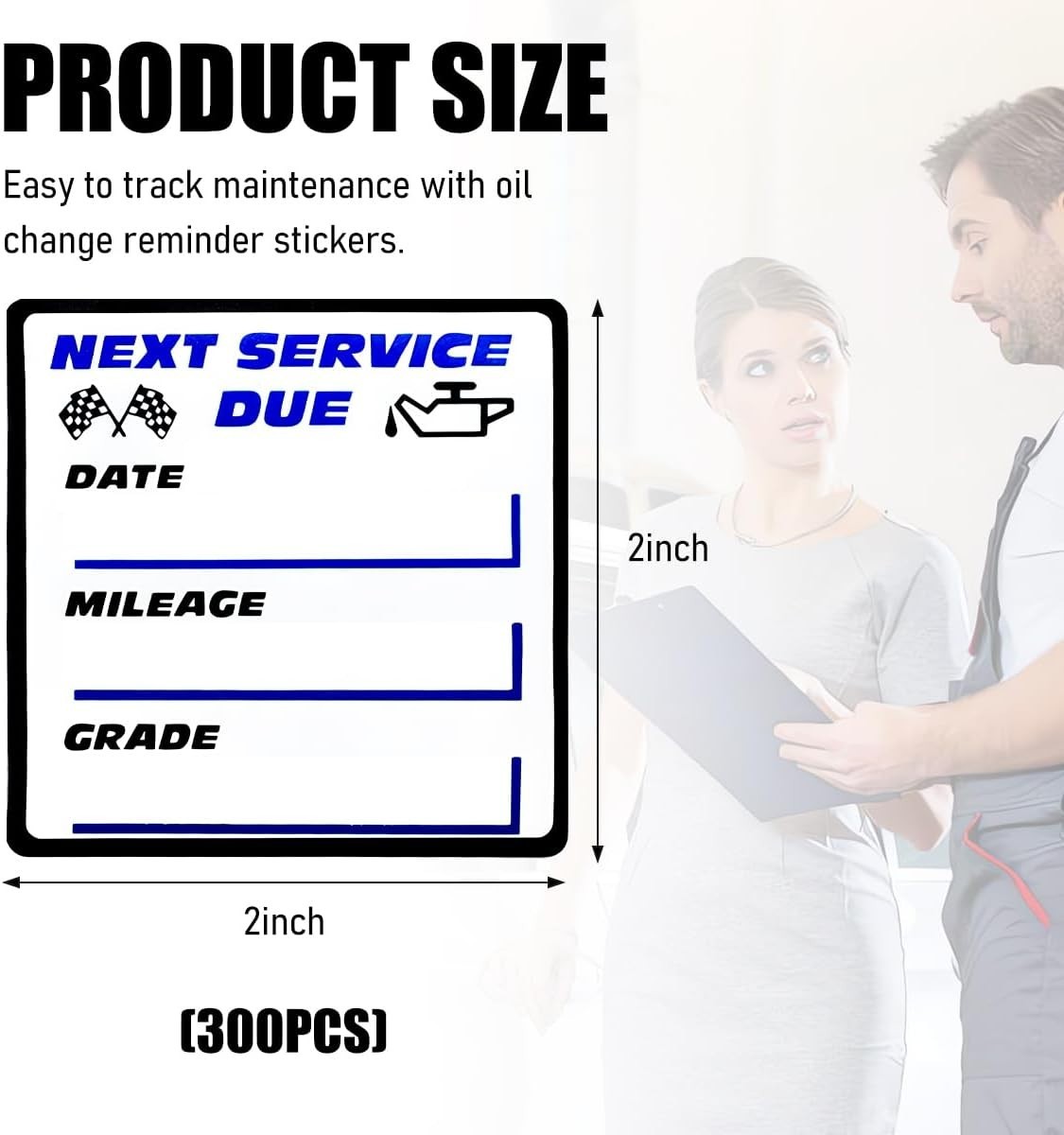 300 Pcs 2×2 Inch Oil Change Stickers Auto Windshield Service Reminder