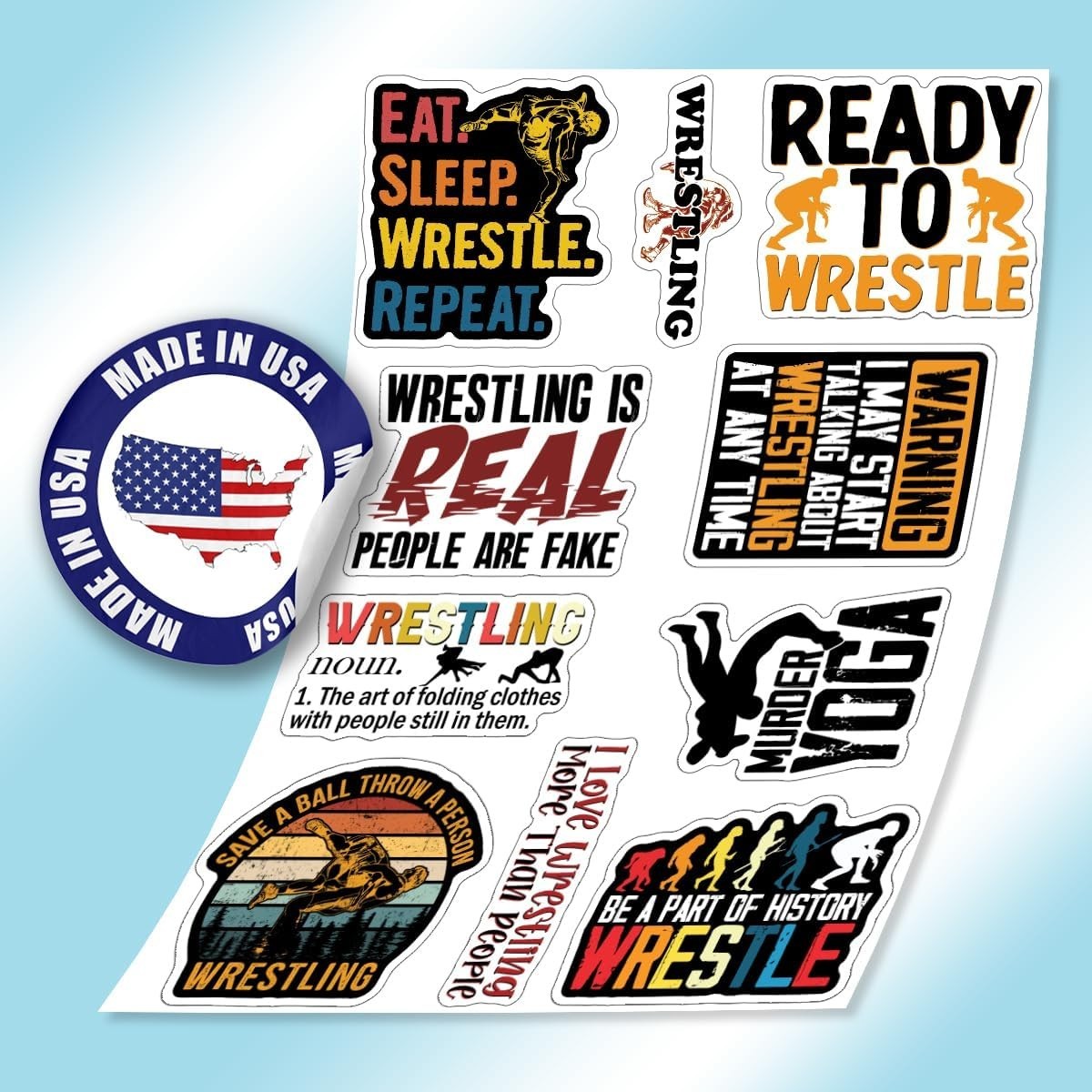 10pcs Wrestling Sticker Wrestling Legends Wrestling Life Humor Gift for Athletes