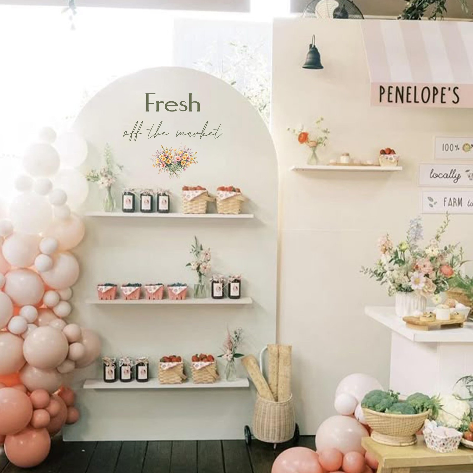 Fresh Off The Market Decal – Bridal Shower Backdrop Arch Decal Farmers Market…