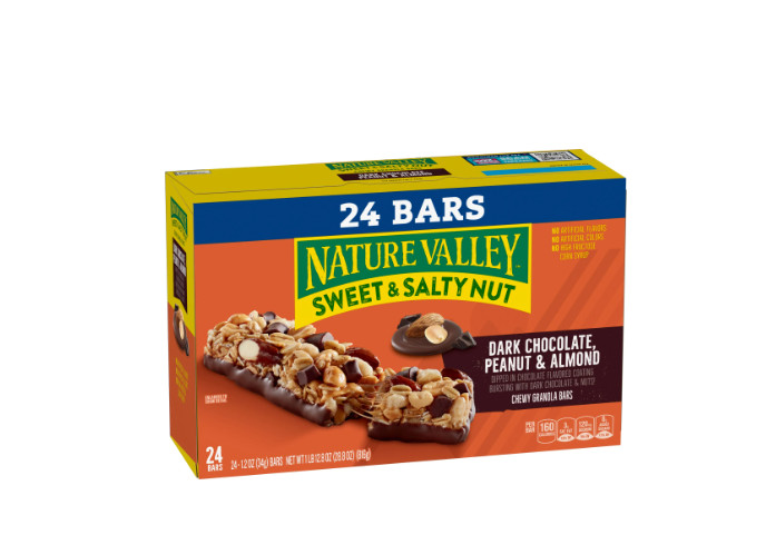Nature Valley Sweet and Salty Nut Bars and Dark Chocolate Peanut Almond 24 Bars.