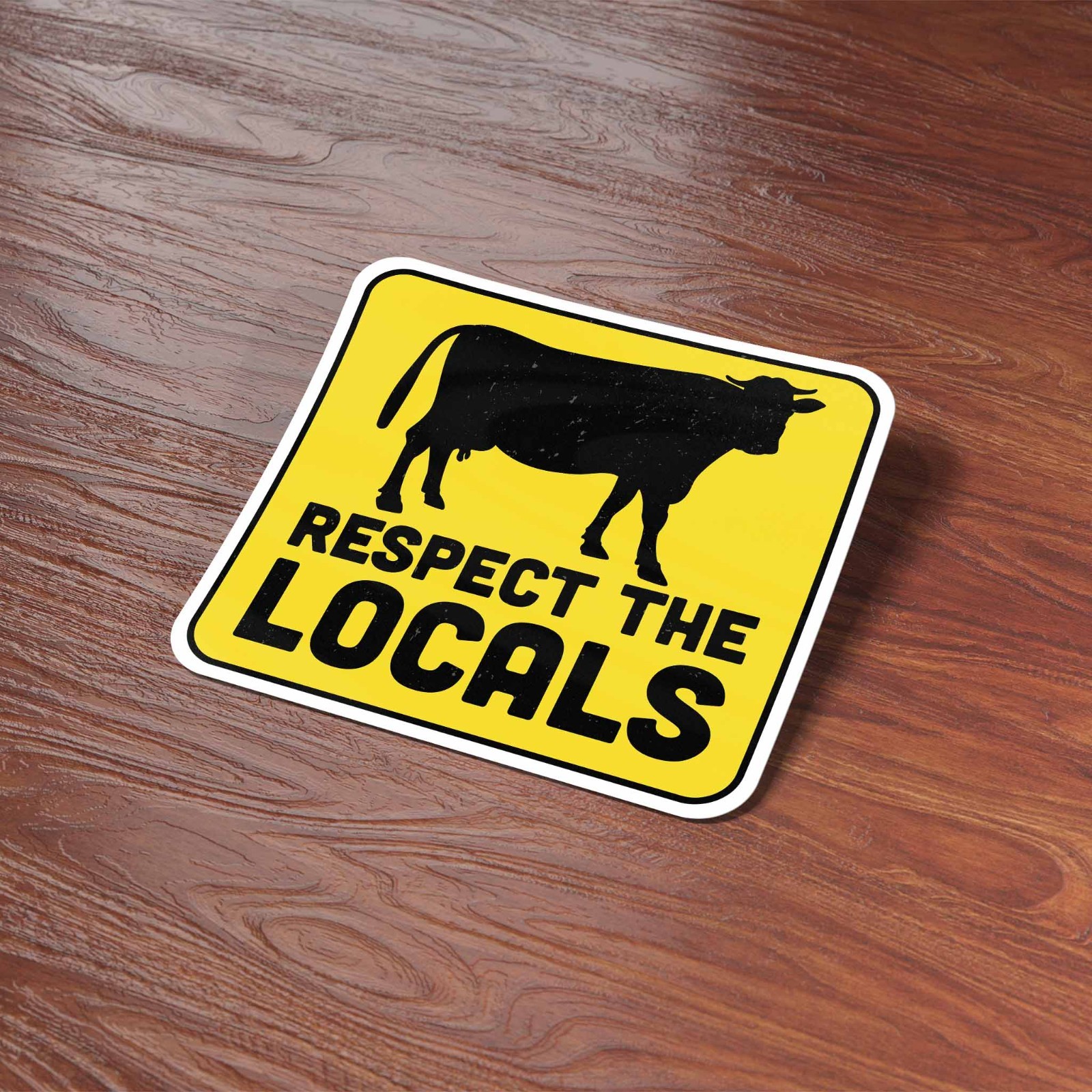 Respect the Locals Cow Bumper Sticker – Funny Farm Animal Decal for Laptop