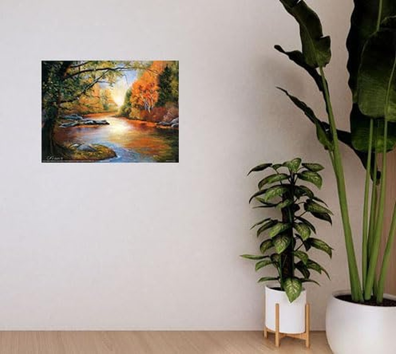Scenery Forest Creek Water Reflection Nature Calming Landscape Wall Decor Art…