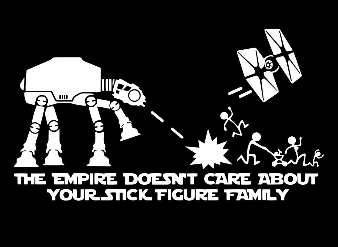 The Empire Doesn't Care about Your Stick Figure Family Decal Vinyl Auto Sticker