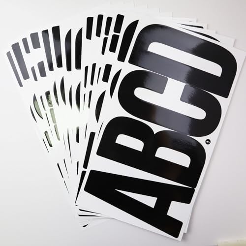 20 Sheets 6 Inch Letter Number Stickers, Self Adhesive Vinyl Capital Black