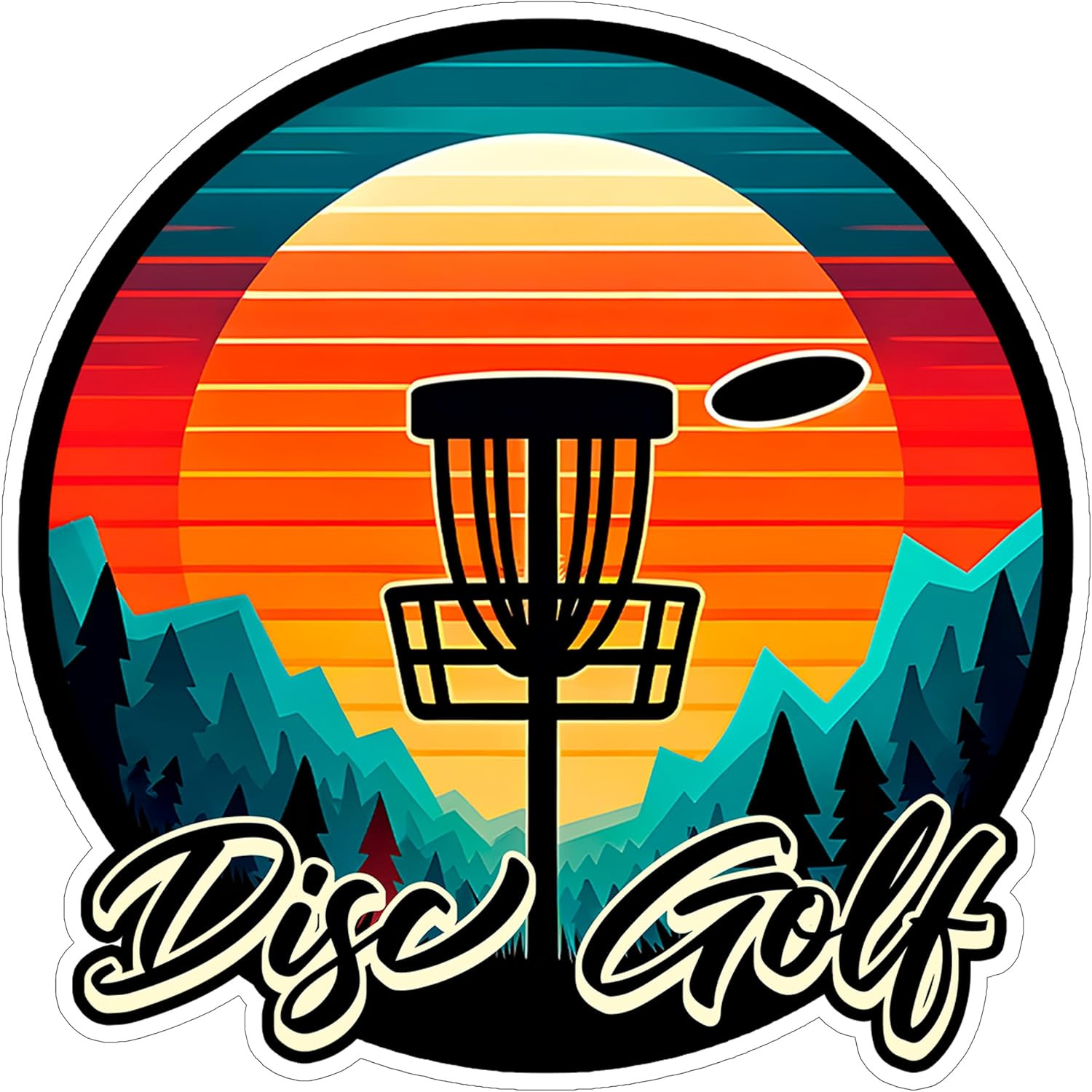 Disc Golf Sport Sticker 4 Inch Frisbee Putter Driver Basket Course – Waterproof
