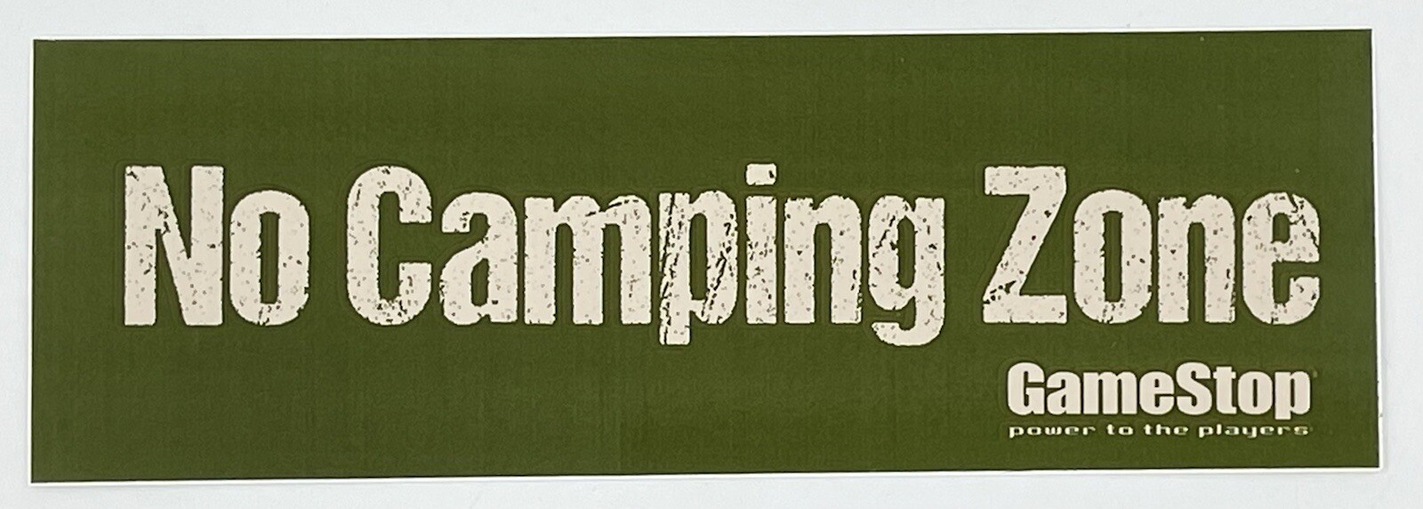 "No Camping Zone" Sticker Green & Tan New